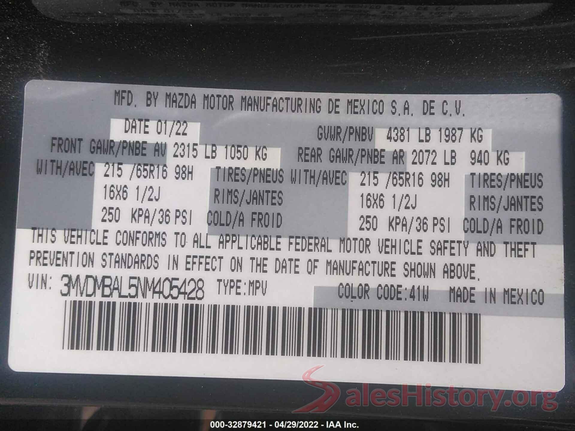 3MVDMBAL5NM405428 2022 MAZDA CX-30