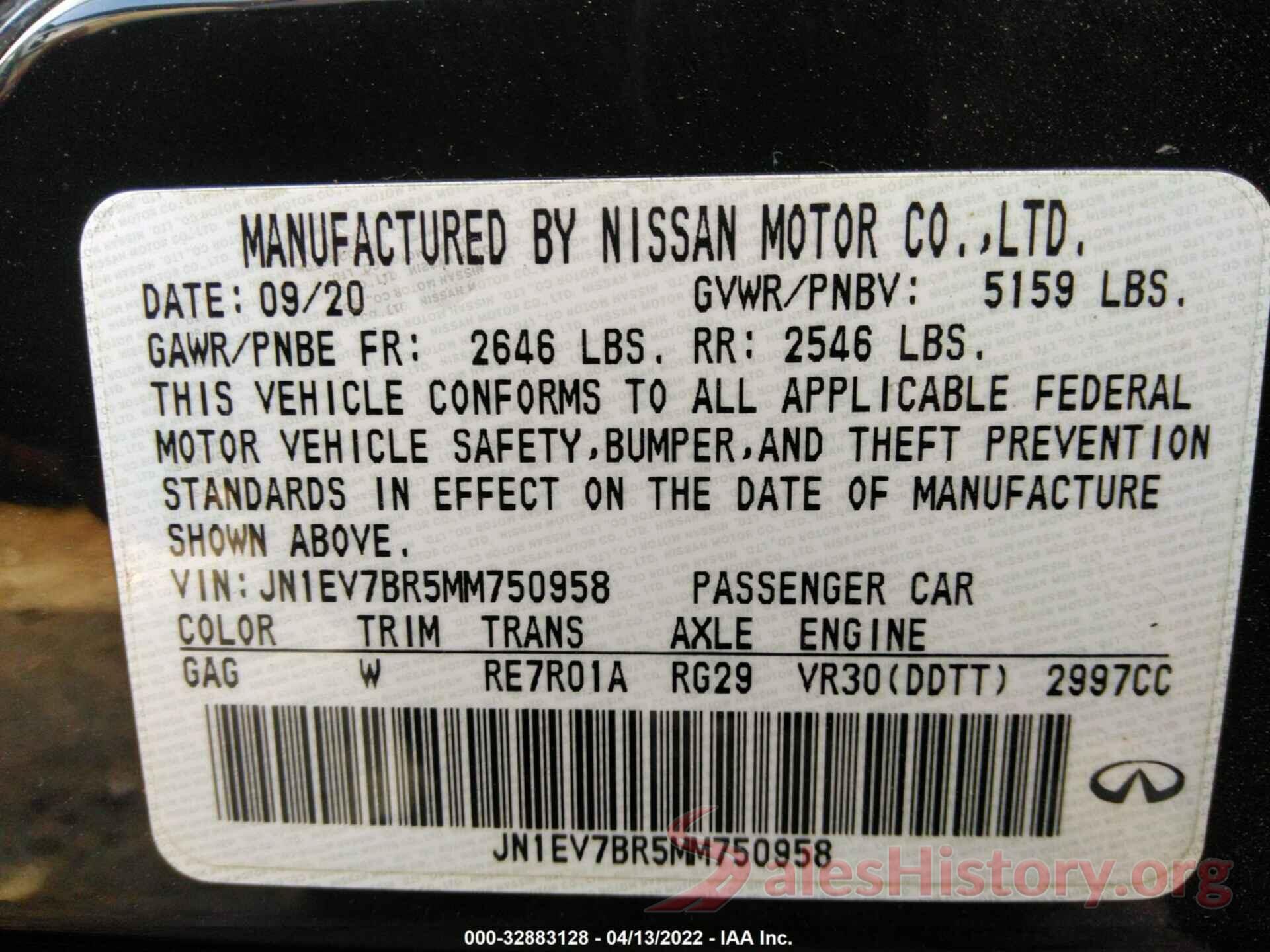 JN1EV7BR5MM750958 2021 INFINITI Q50