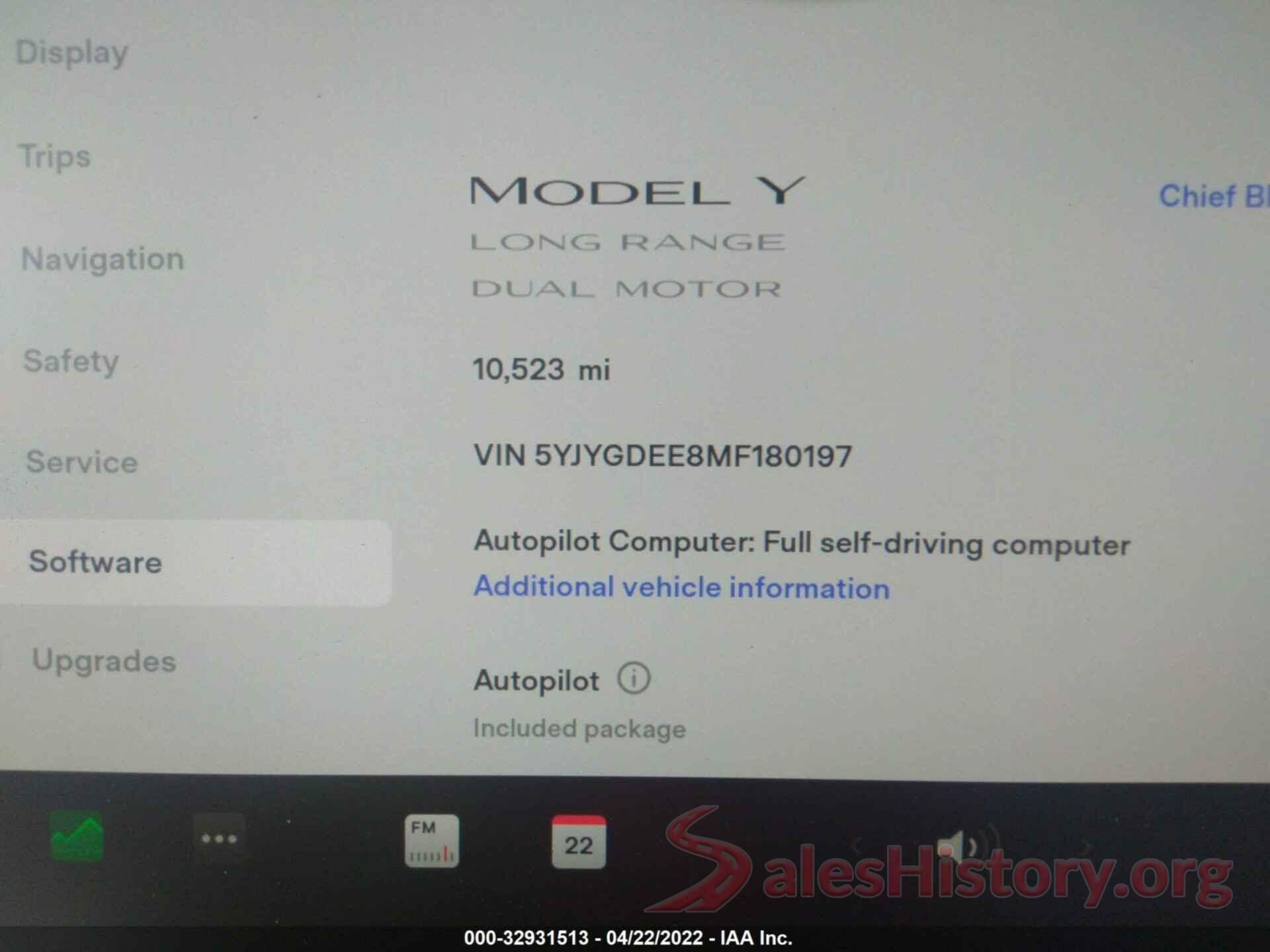 5YJYGDEE8MF180197 2021 TESLA MODEL Y