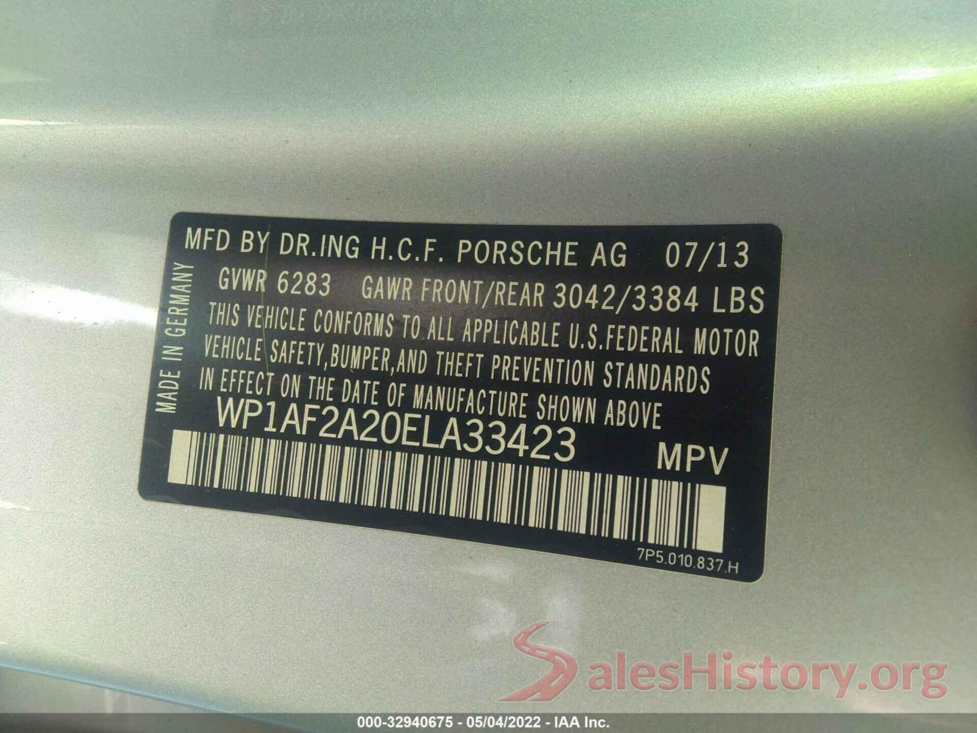 WP1AF2A20ELA33423 2014 PORSCHE CAYENNE