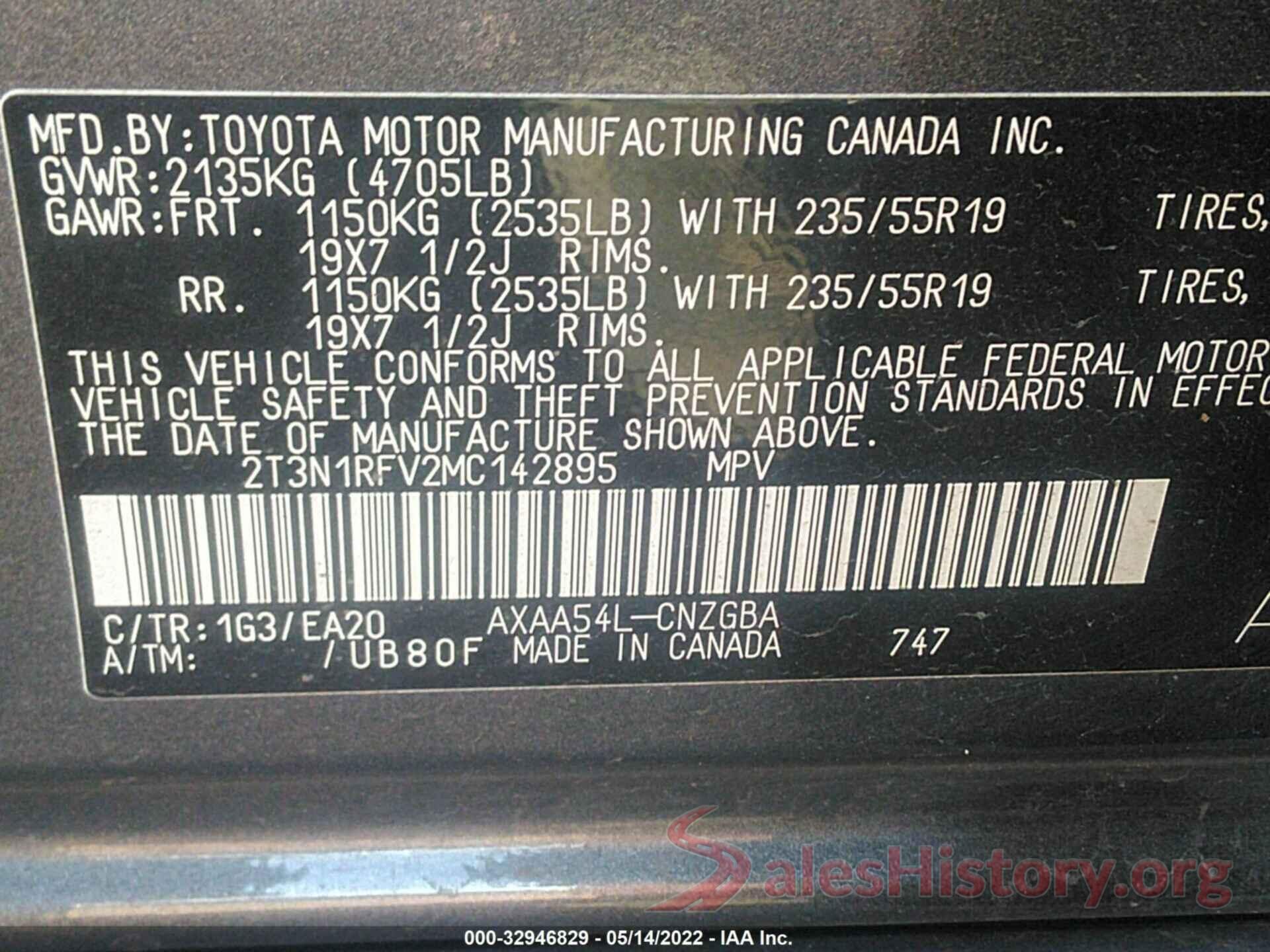 2T3N1RFV2MC142895 2021 TOYOTA RAV4