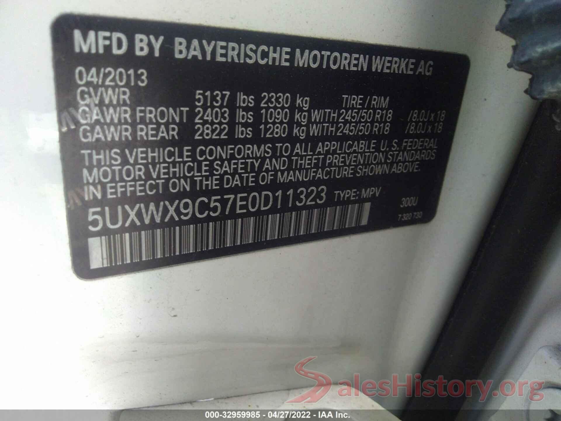 5UXWX9C57E0D11323 2014 BMW X3