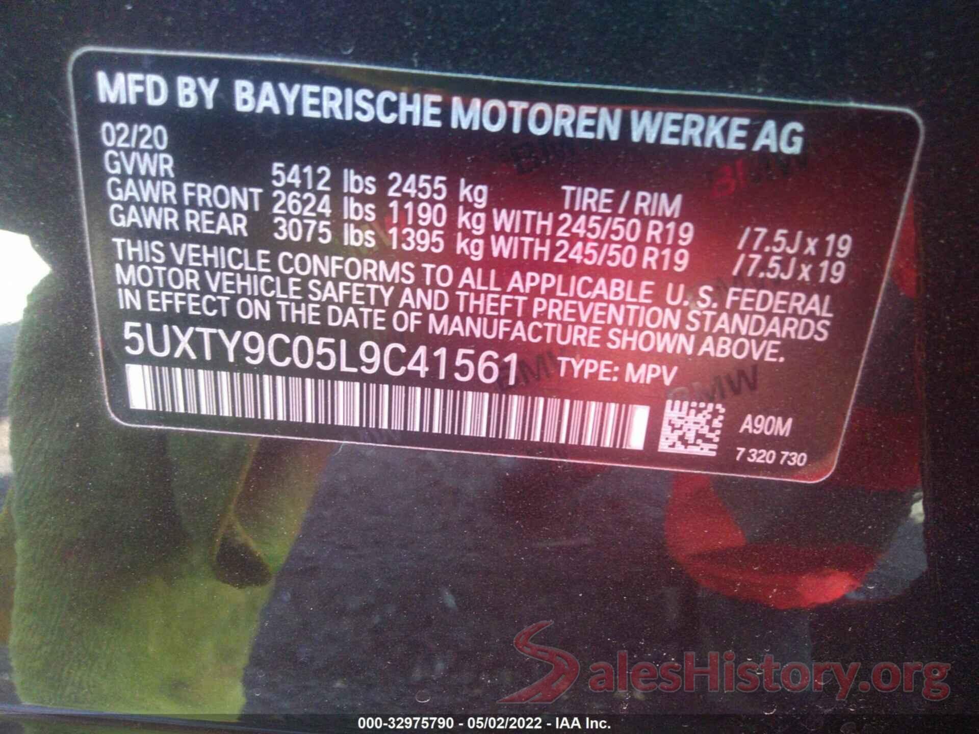 5UXTY9C05L9C41561 2020 BMW X3