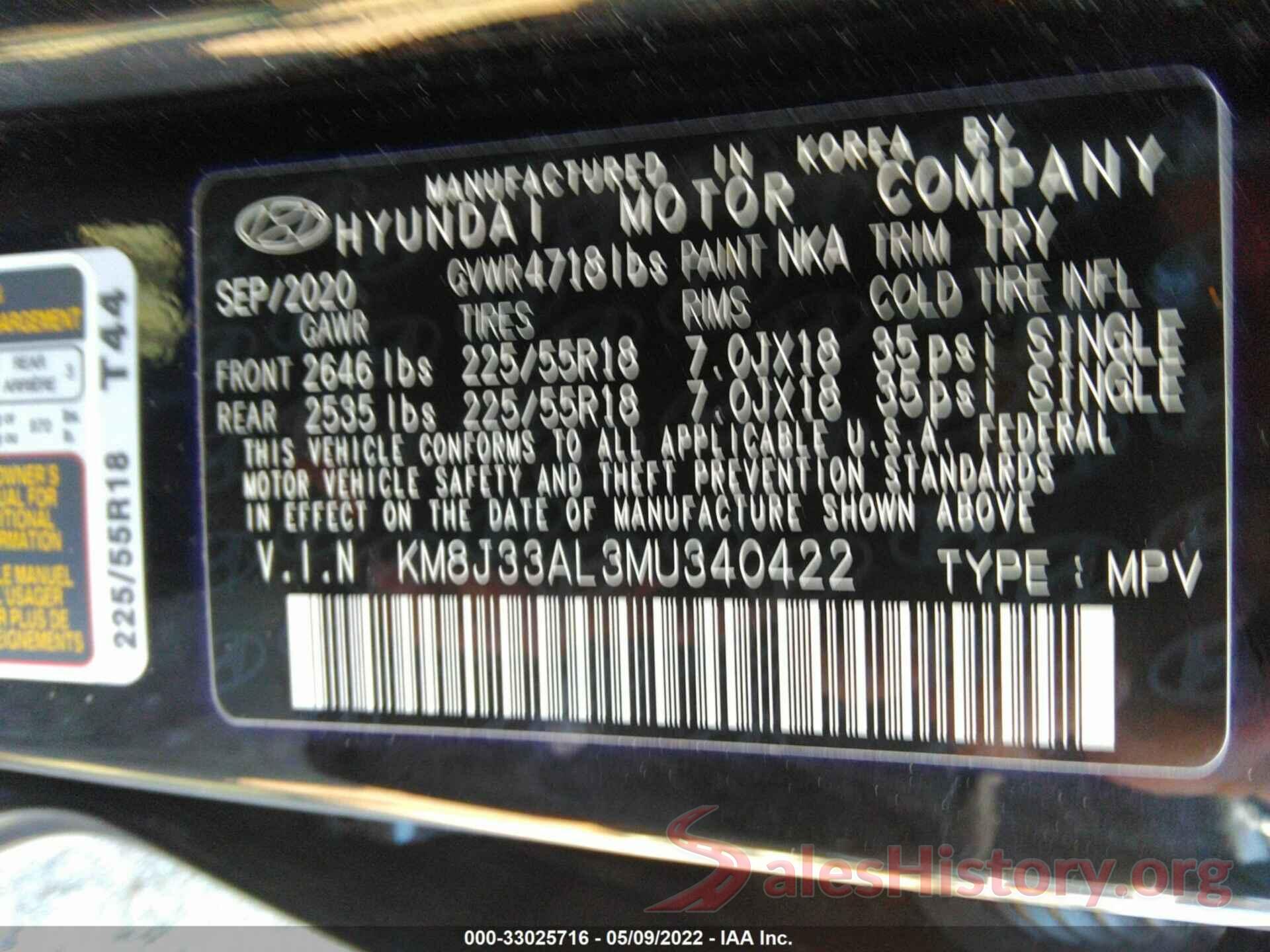 KM8J33AL3MU340422 2021 HYUNDAI TUCSON