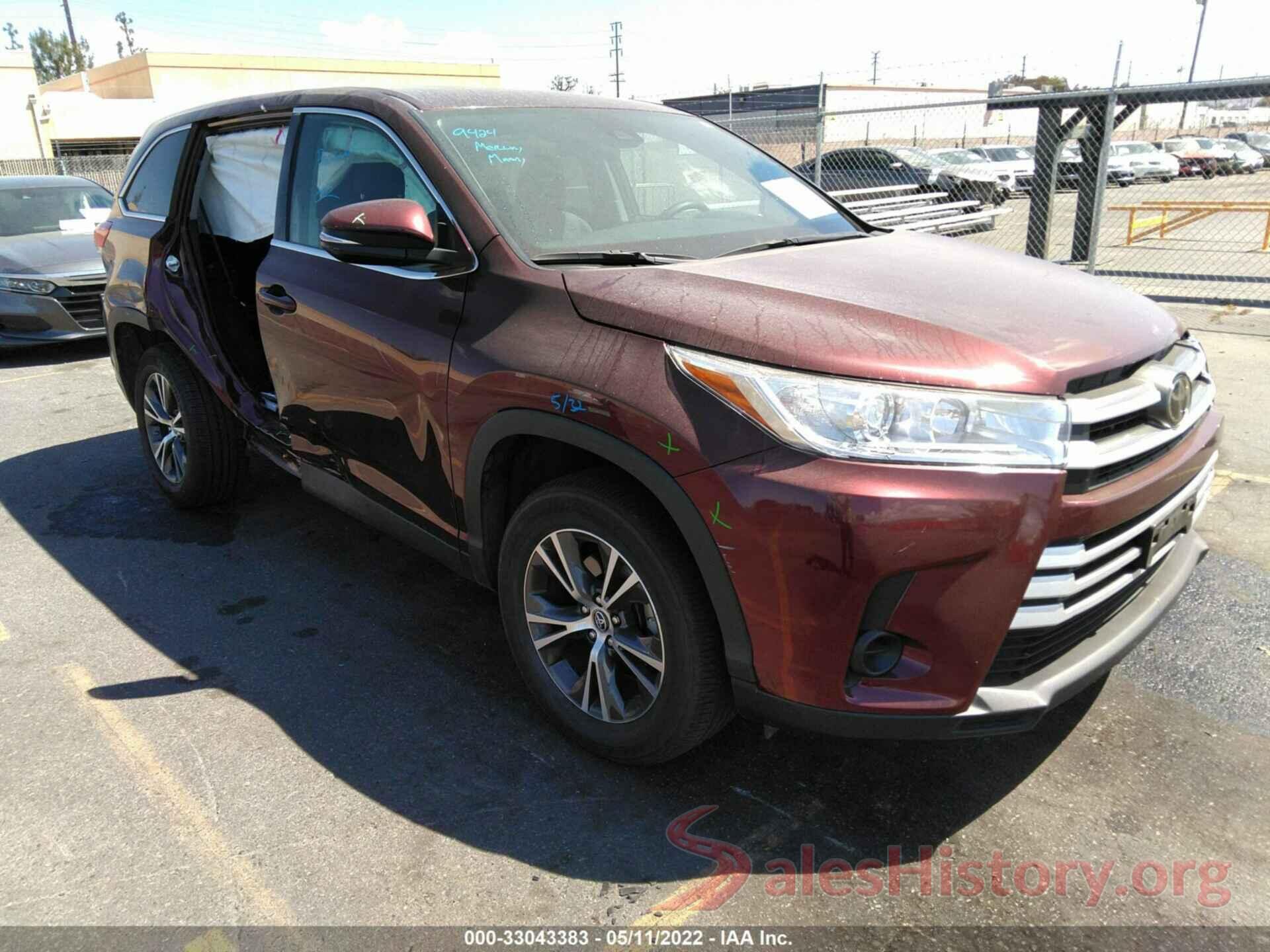 5TDZZRFHXKS295168 2019 TOYOTA HIGHLANDER