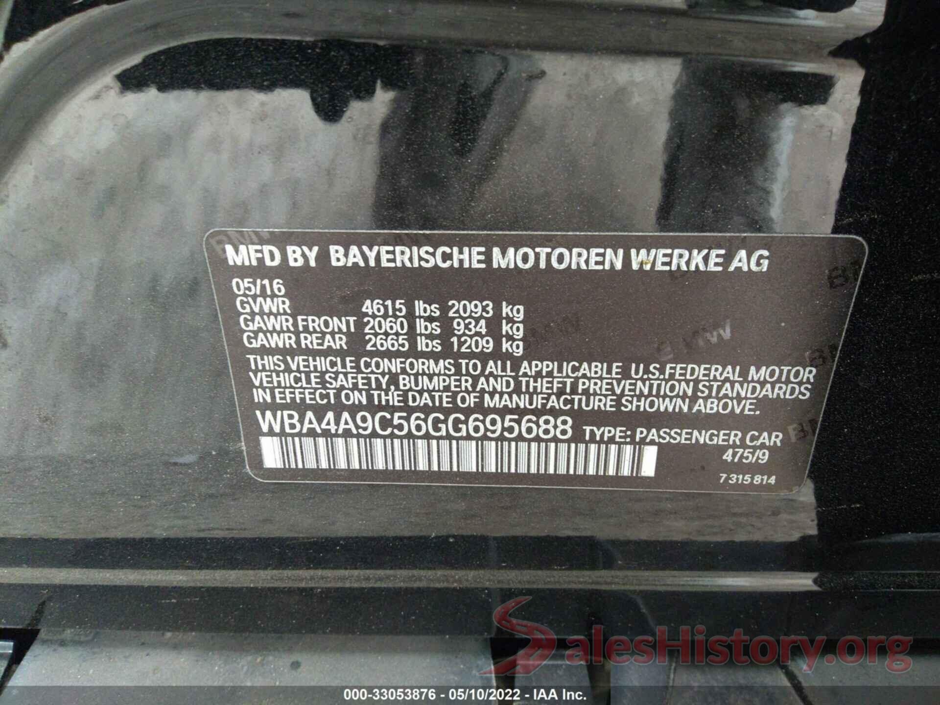 WBA4A9C56GG695688 2016 BMW 4 SERIES