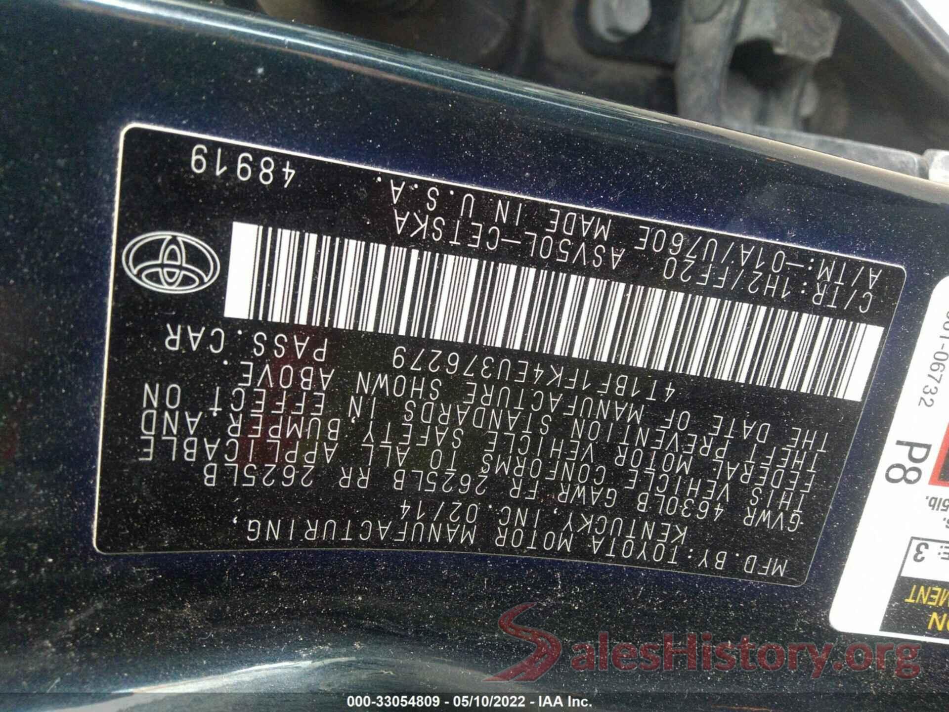 4T1BF1FK4EU376279 2014 TOYOTA CAMRY