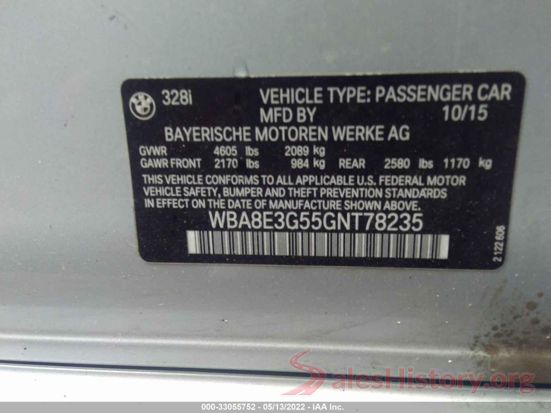 WBA8E3G55GNT78235 2016 BMW 3 SERIES