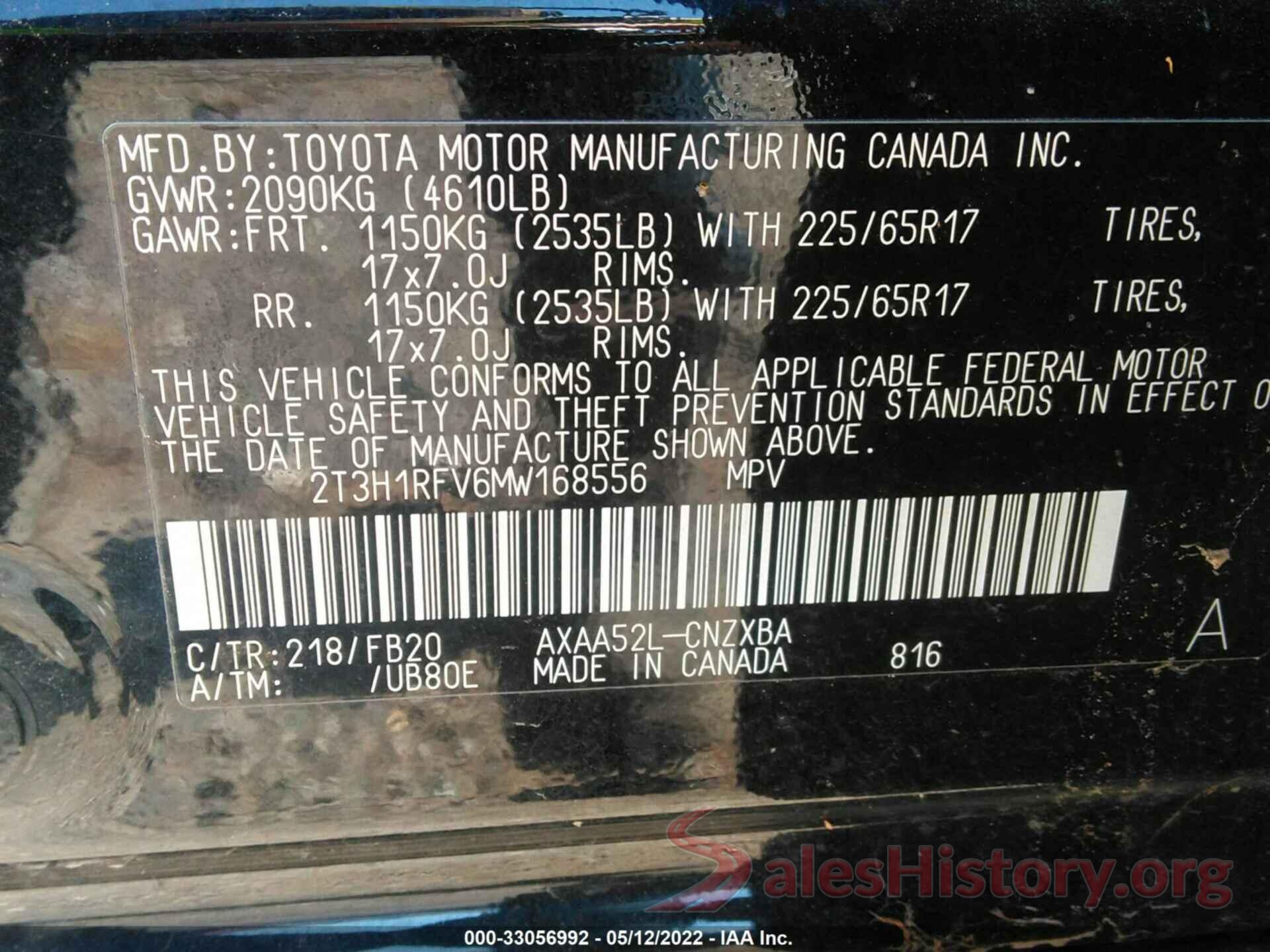 2T3H1RFV6MW168556 2021 TOYOTA RAV4