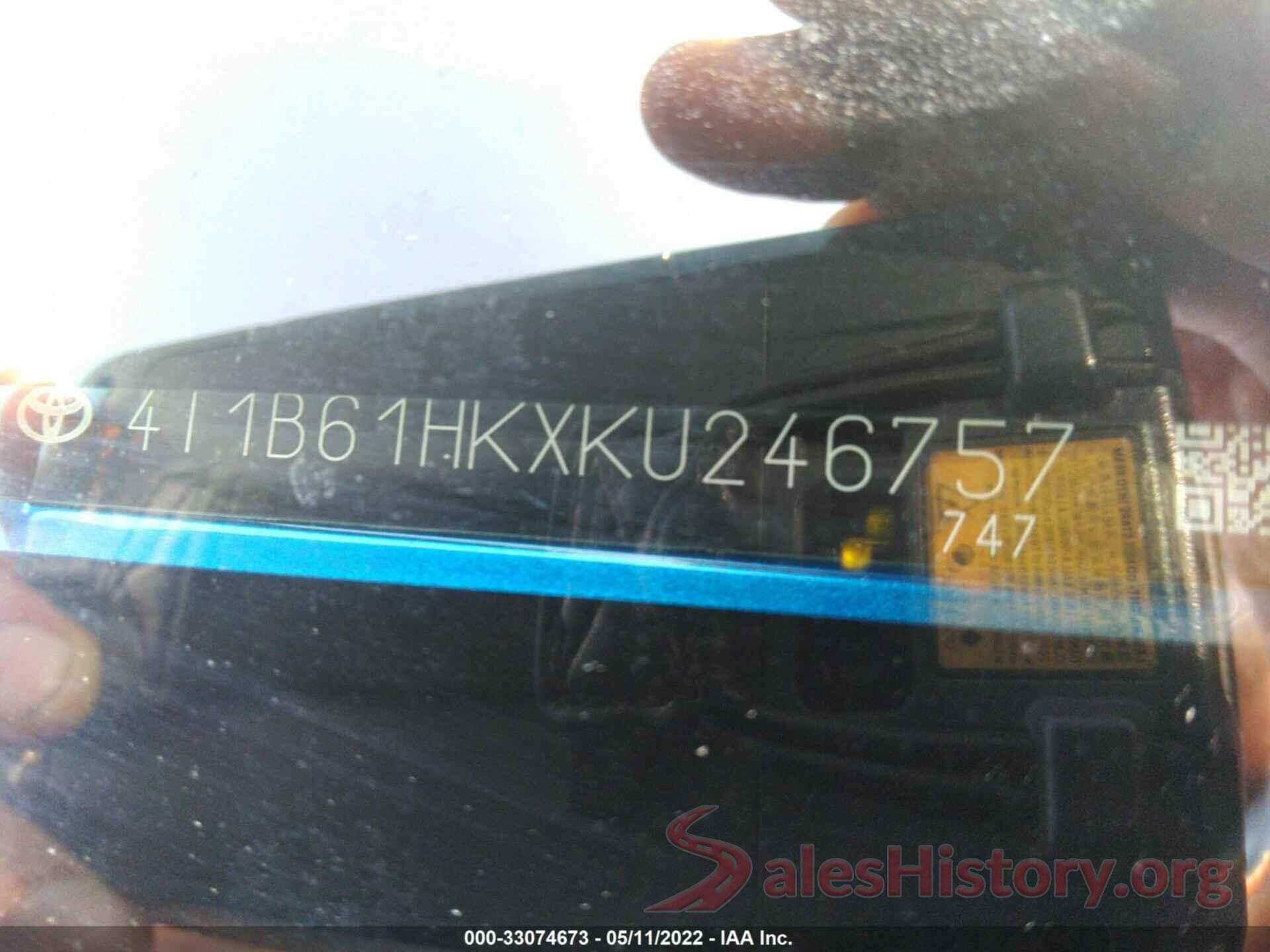 4T1B61HKXKU246757 2019 TOYOTA CAMRY