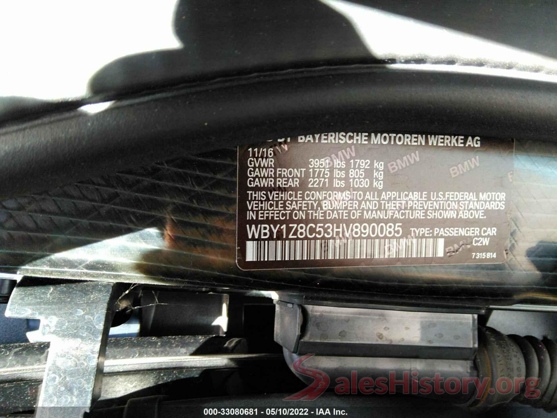 WBY1Z8C53HV890085 2017 BMW I3