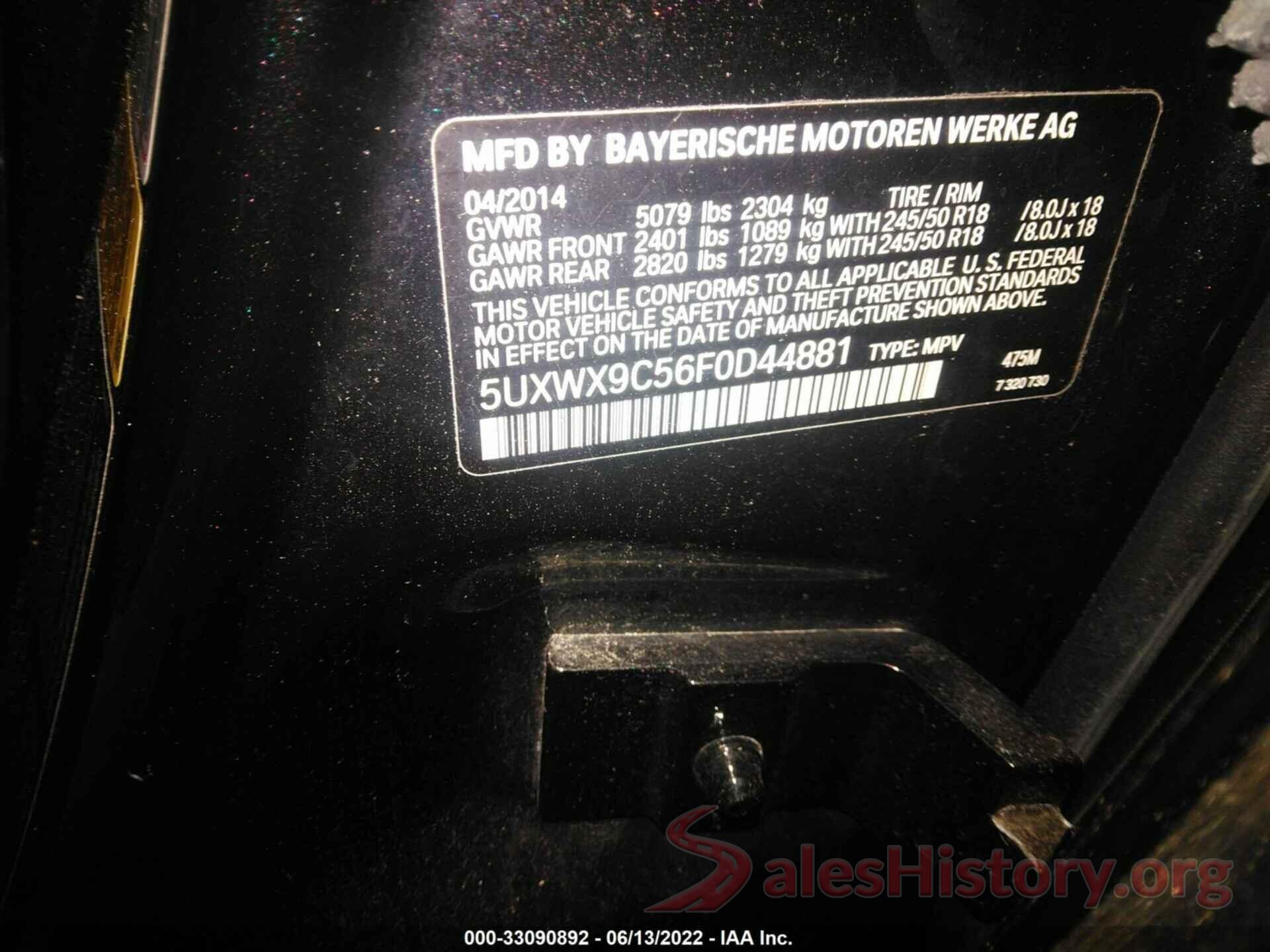 5UXWX9C56F0D44881 2015 BMW X3