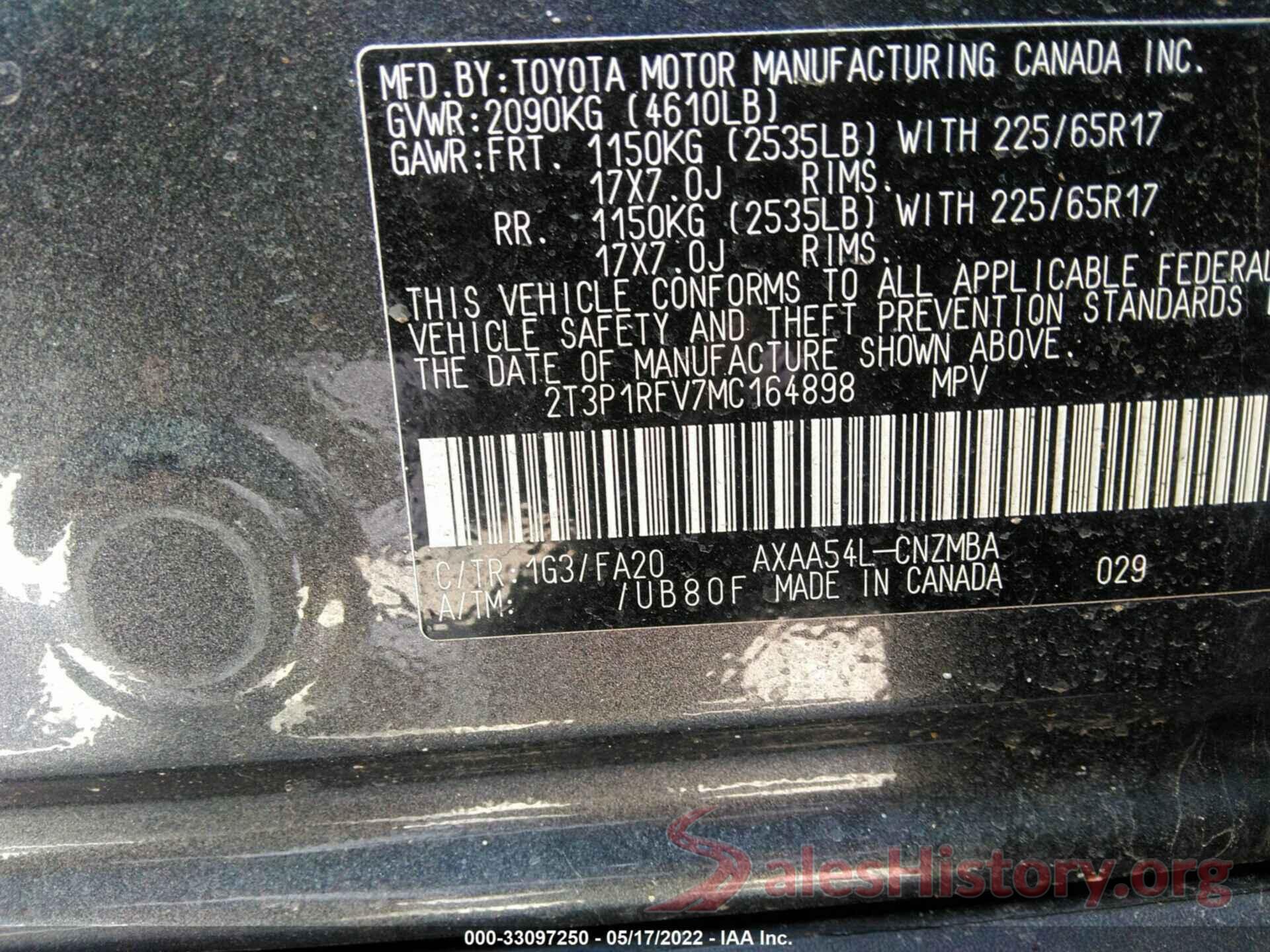 2T3P1RFV7MC164898 2021 TOYOTA RAV4