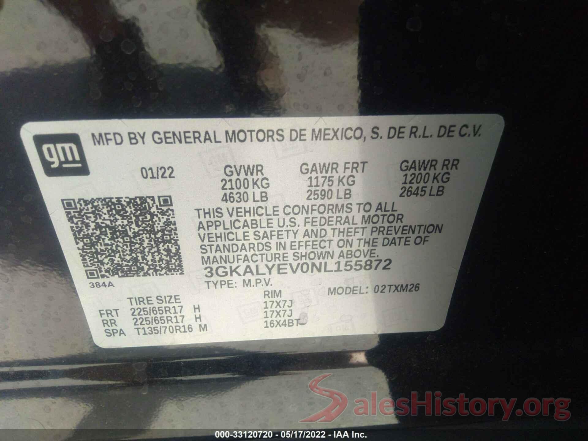 3GKALYEV0NL155872 2022 GMC TERRAIN