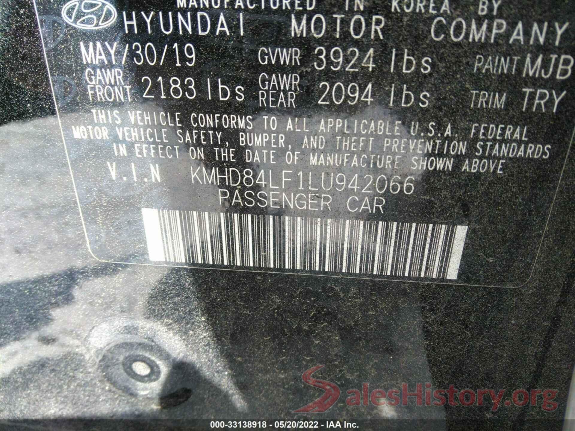 KMHD84LF1LU942066 2020 HYUNDAI ELANTRA