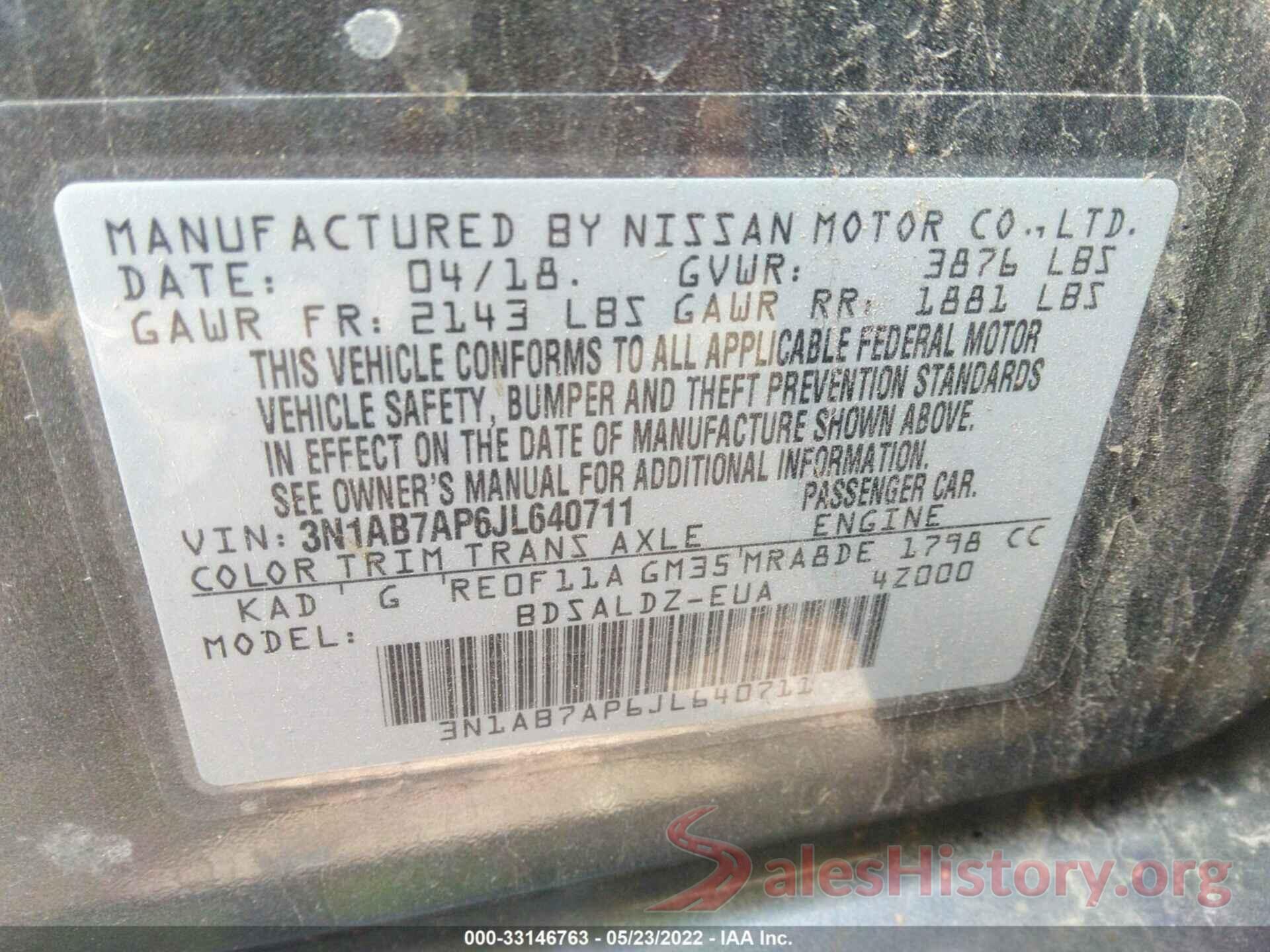 3N1AB7AP6JL640711 2018 NISSAN SENTRA