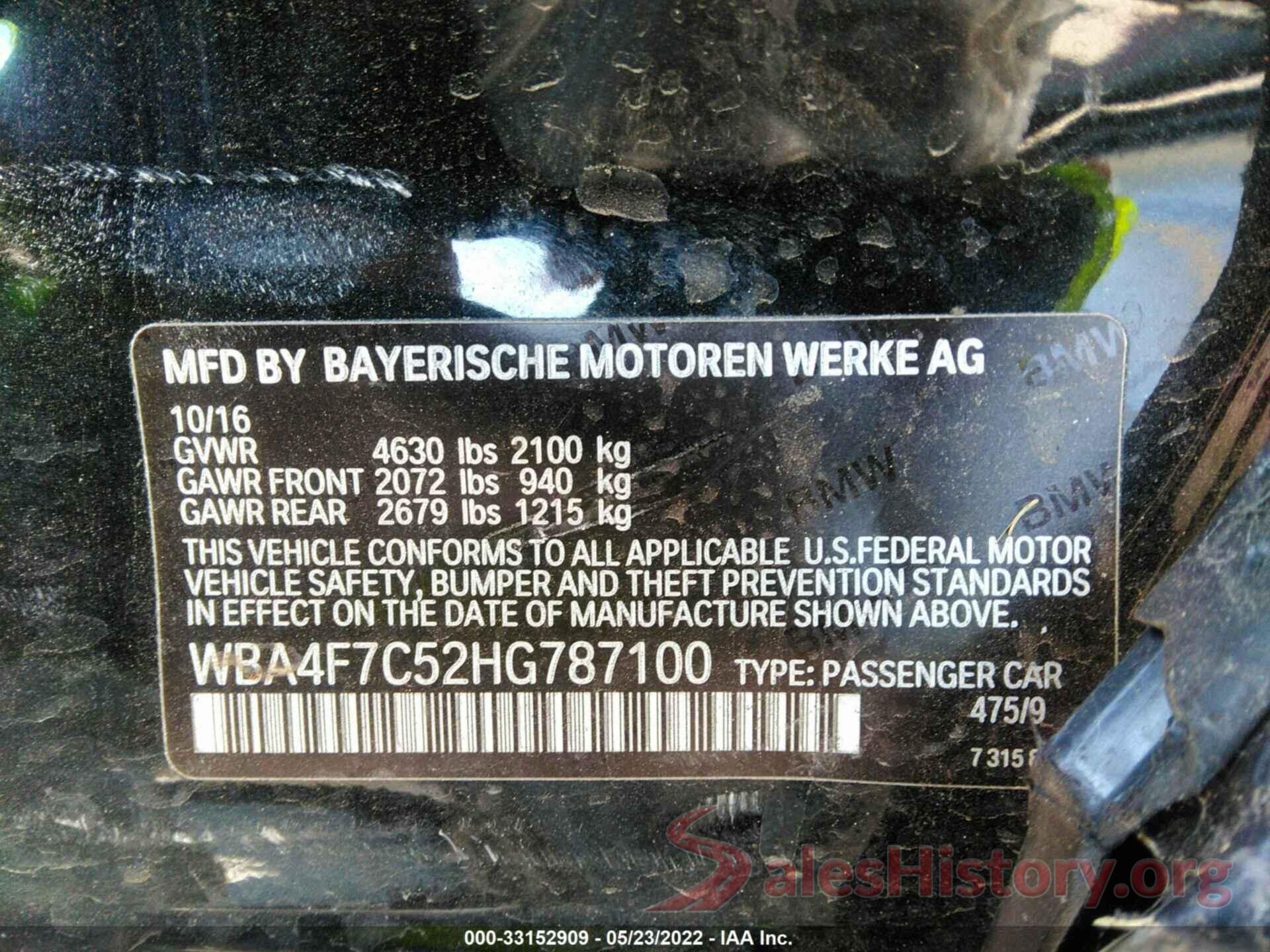 WBA4F7C52HG787100 2017 BMW 4 SERIES