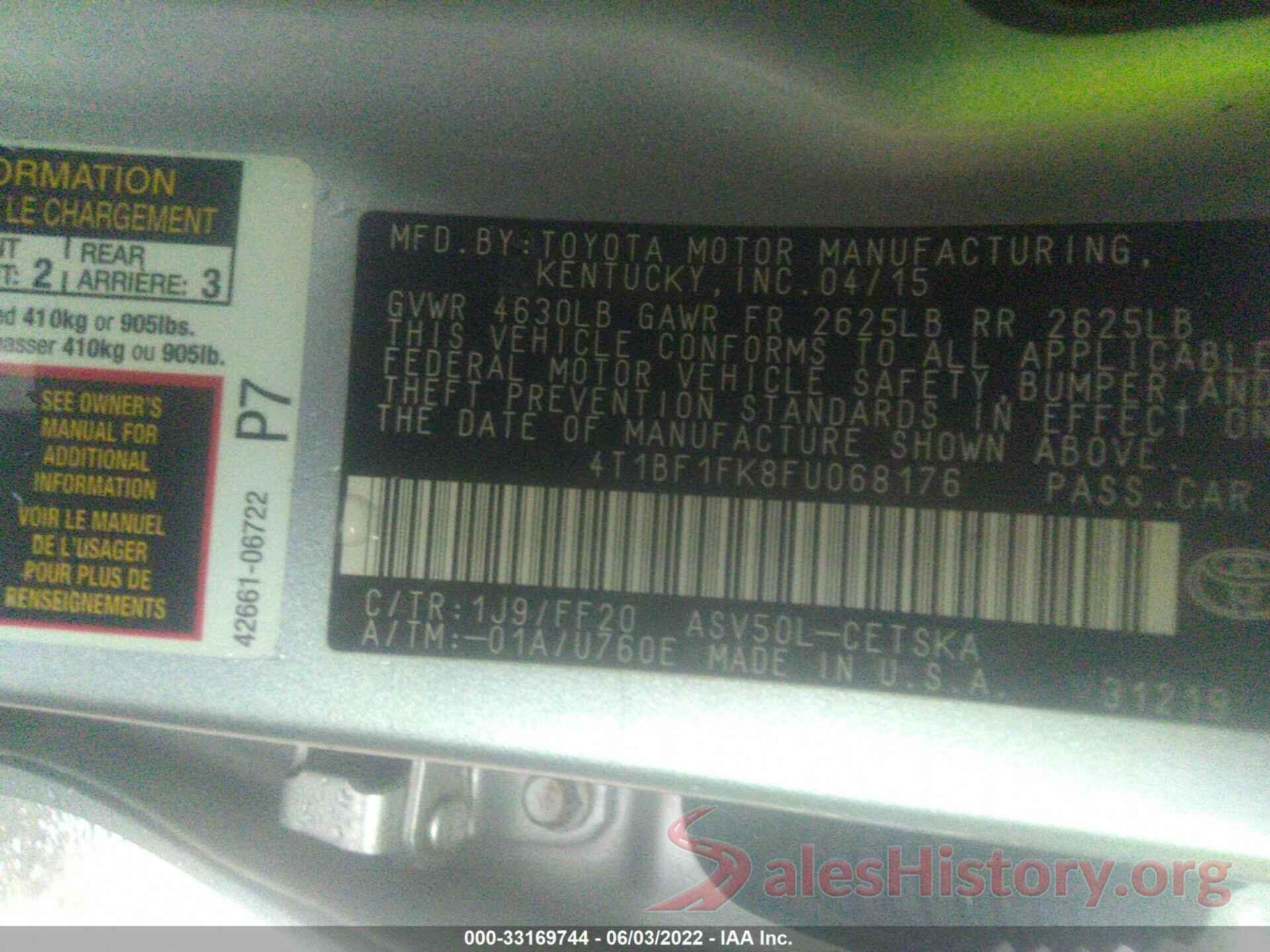 4T1BF1FK8FU068176 2015 TOYOTA CAMRY