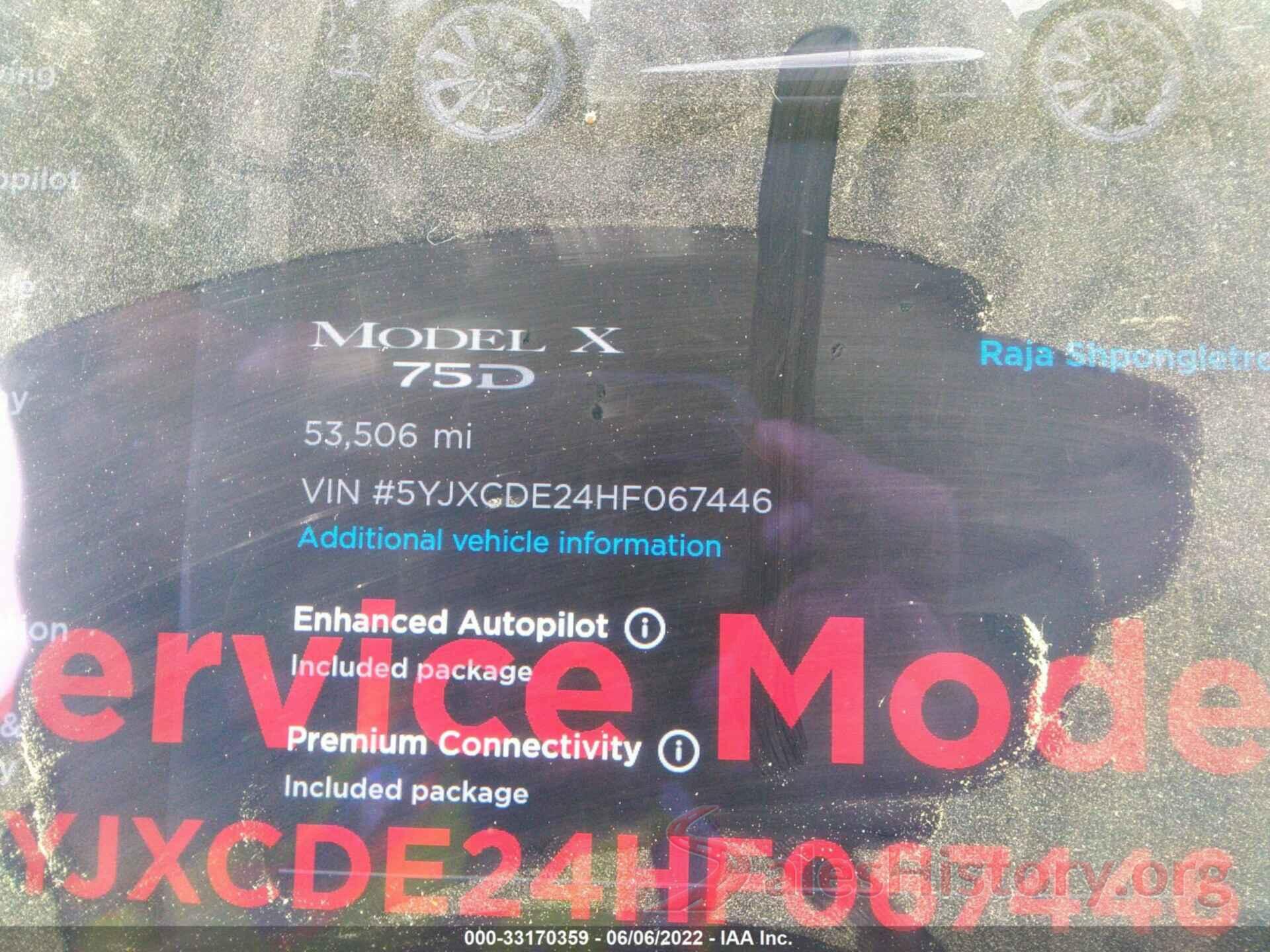 5YJXCDE24HF067446 2017 TESLA MODEL X