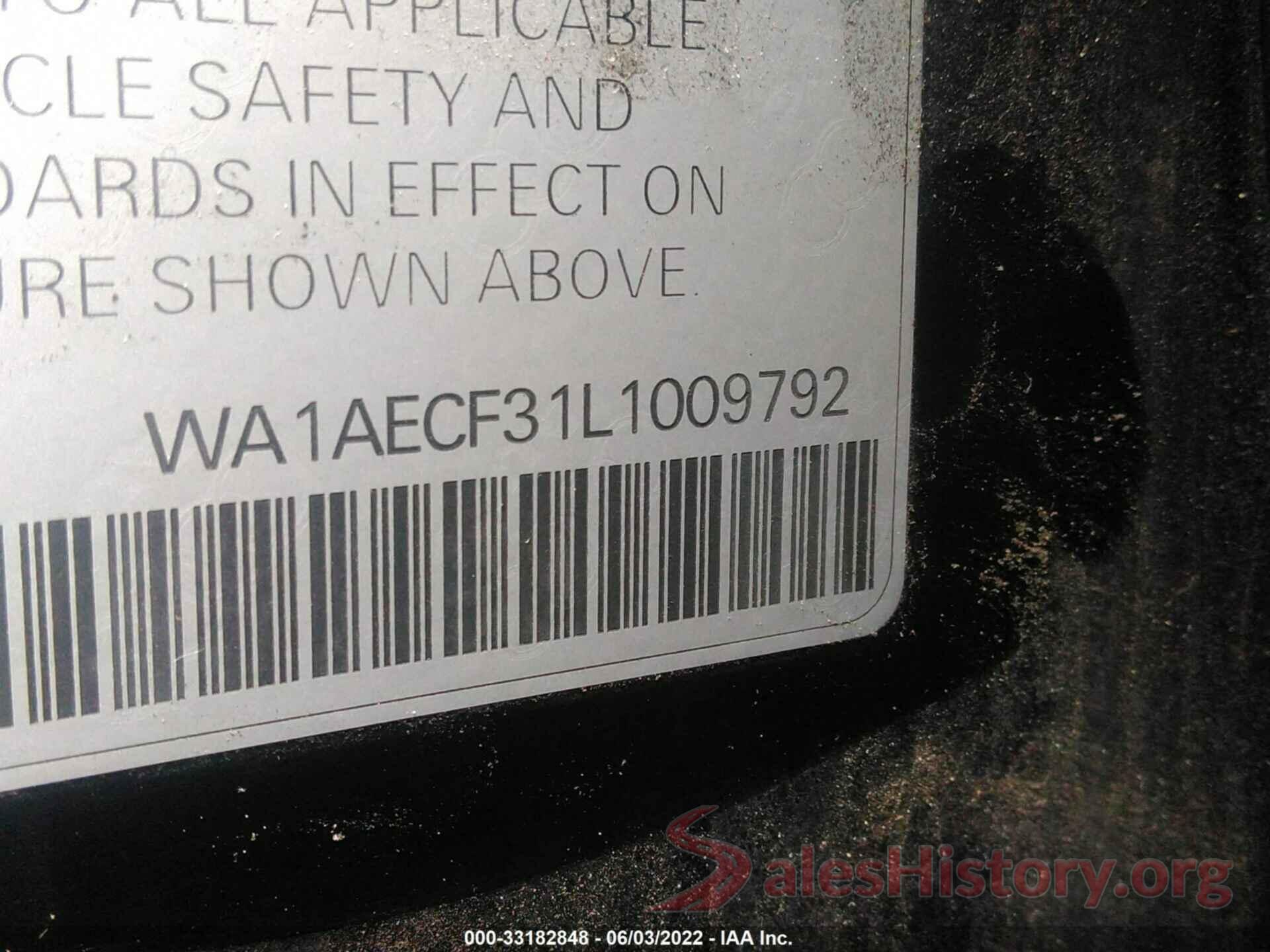 WA1AECF31L1009792 2020 AUDI Q3