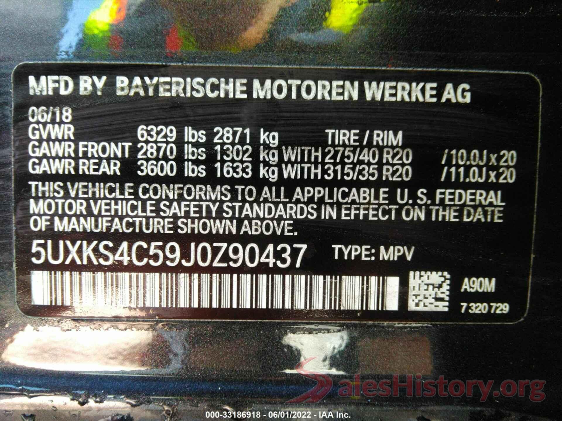 5UXKS4C59J0Z90437 2018 BMW X5