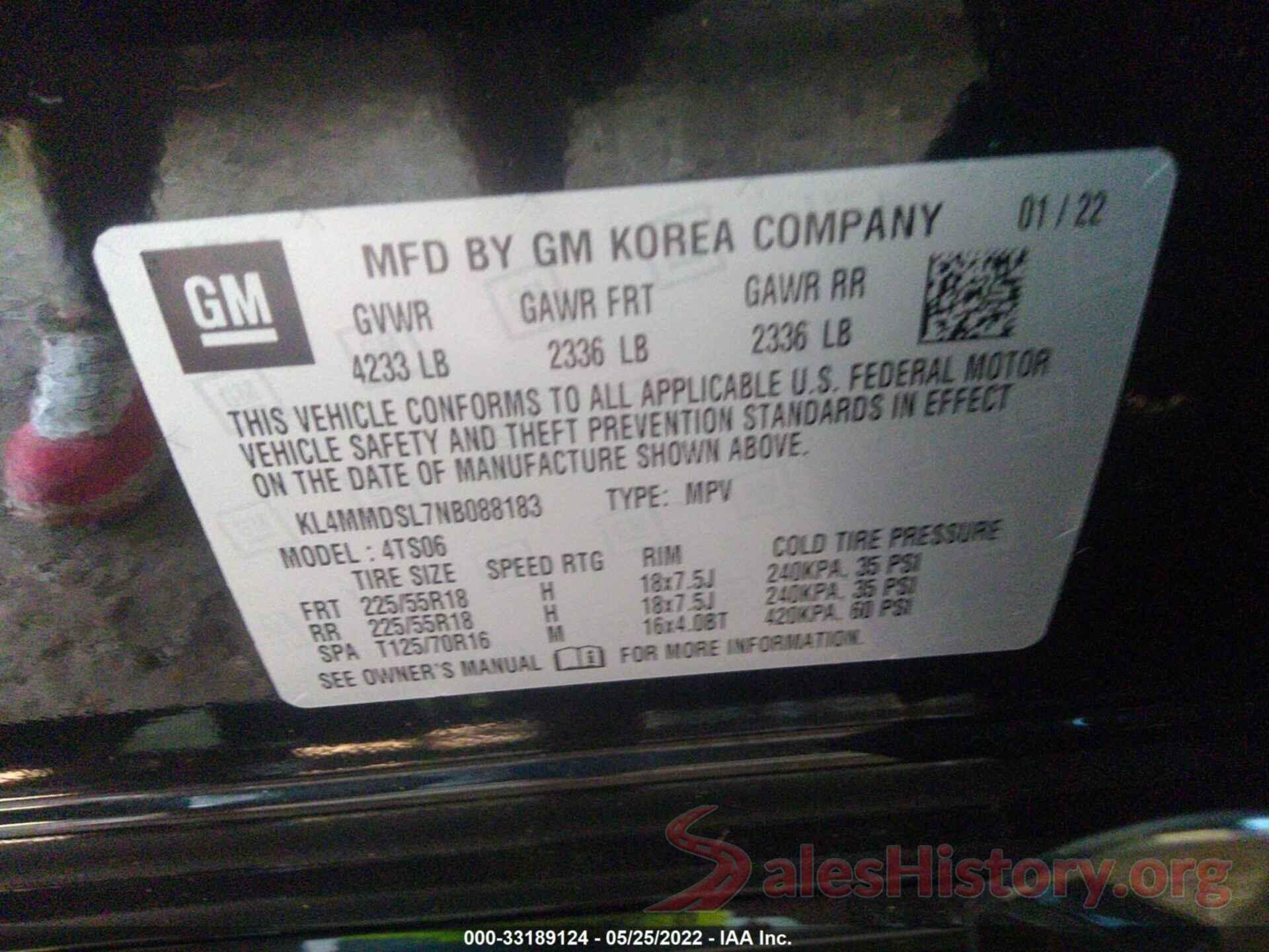 KL4MMDSL7NB088183 2022 BUICK ENCORE GX