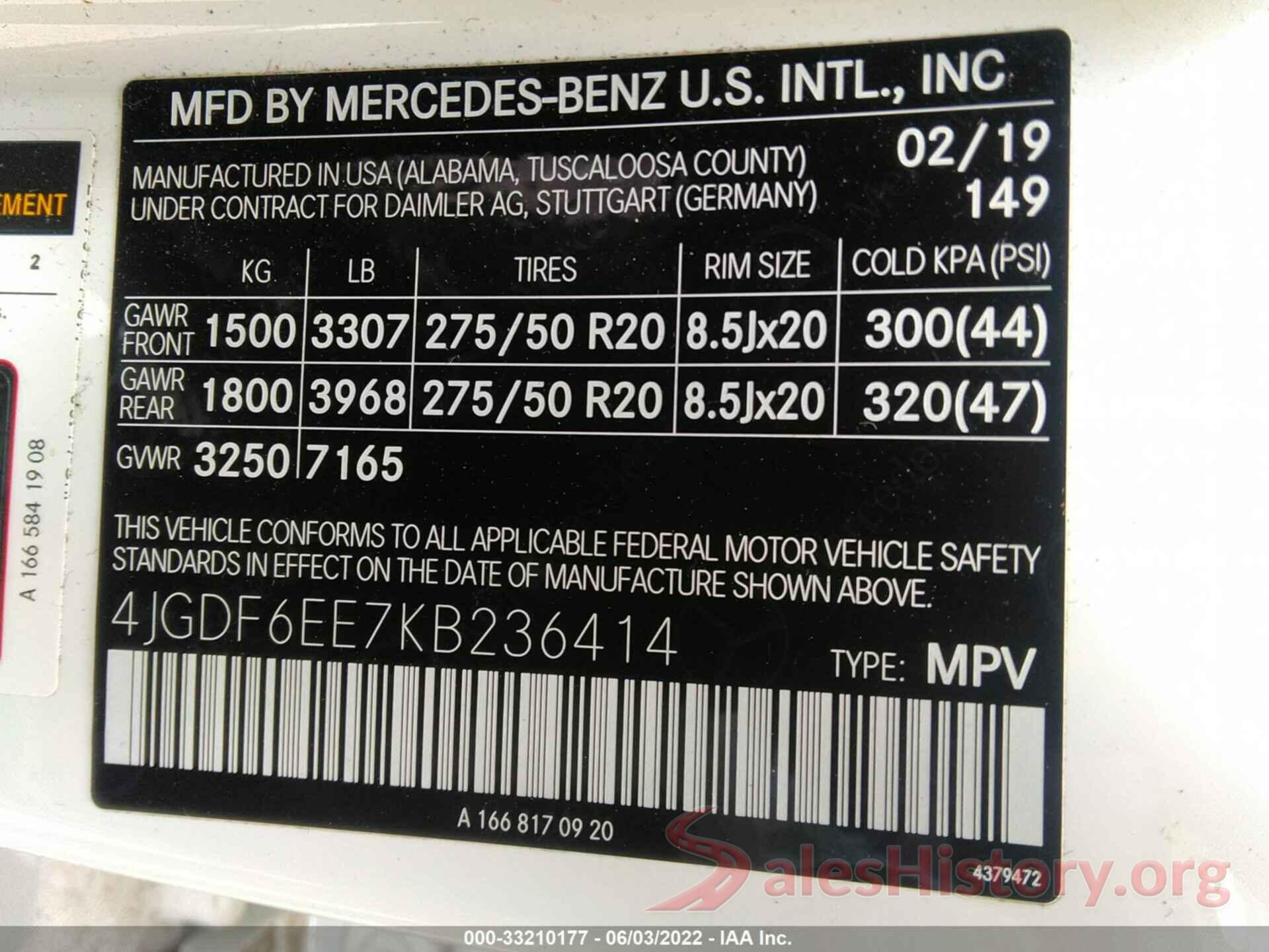 4JGDF6EE7KB236414 2019 MERCEDES-BENZ GLS