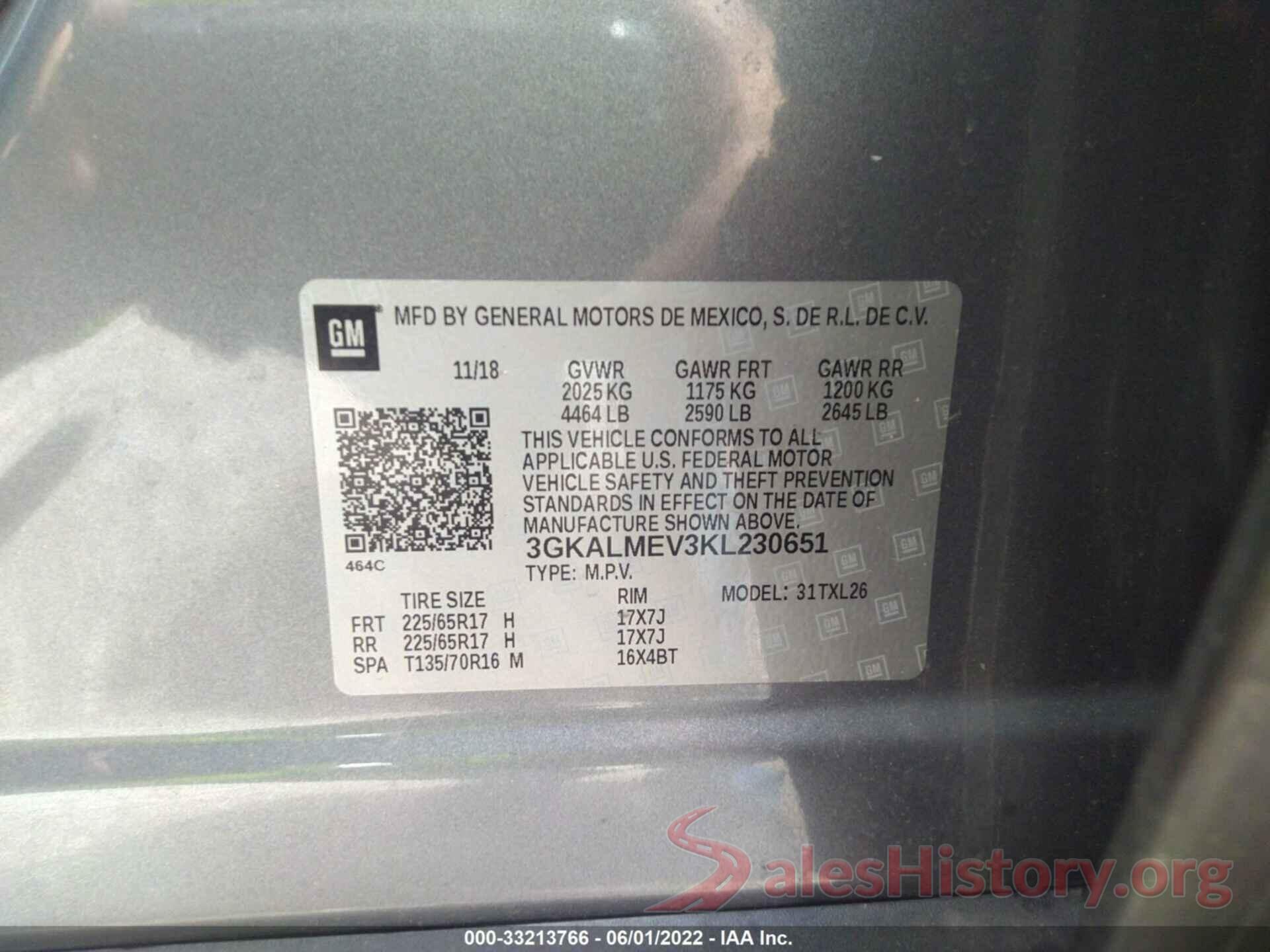 3GKALMEV3KL230651 2019 GMC TERRAIN