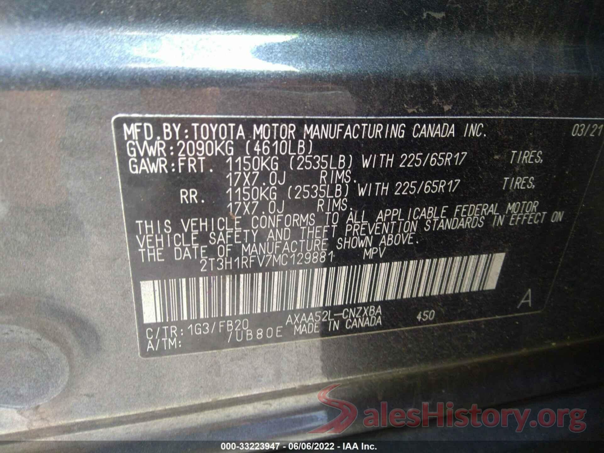 2T3H1RFV7MC129881 2021 TOYOTA RAV4