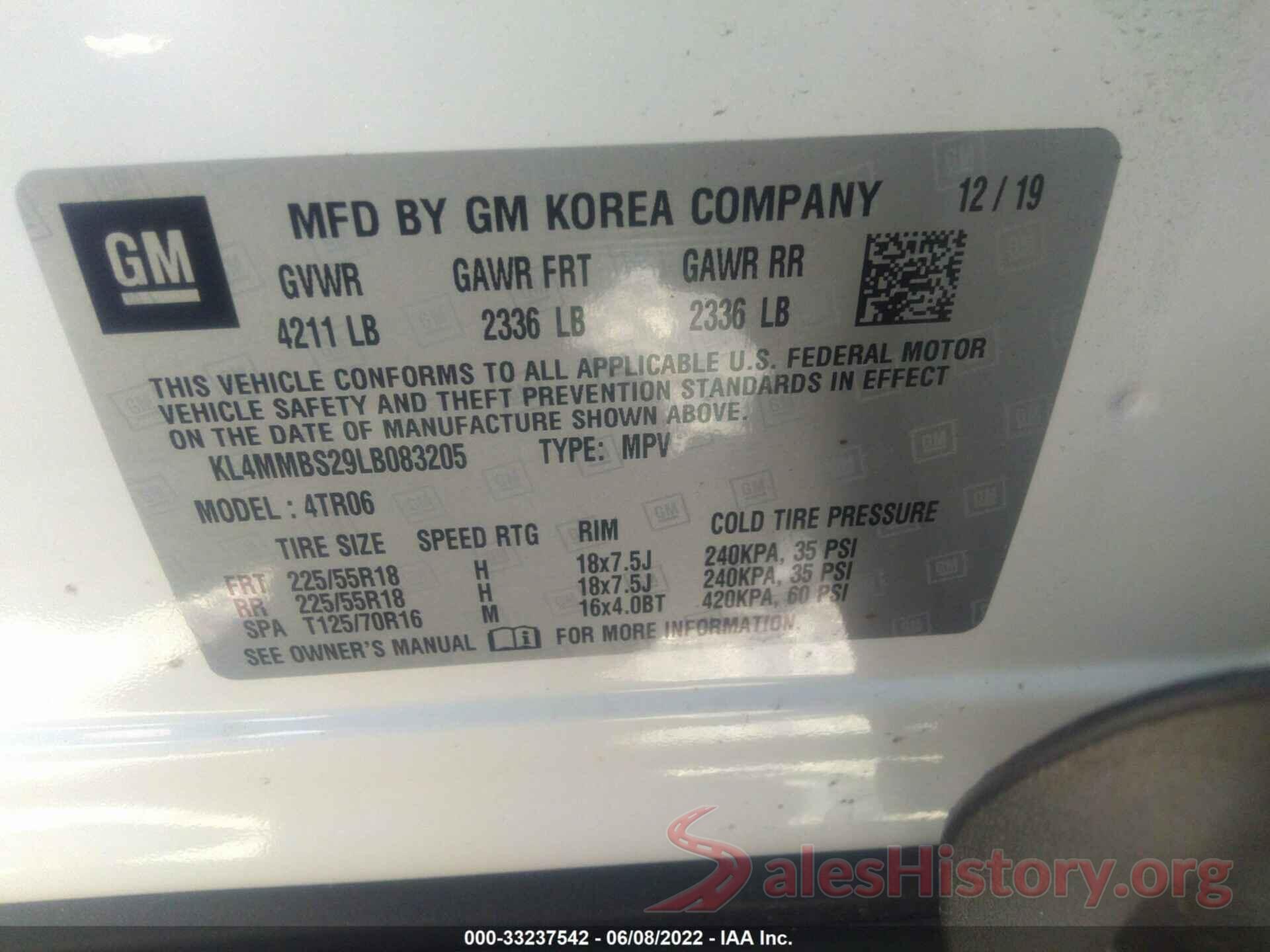 KL4MMBS29LB083205 2020 BUICK ENCORE GX