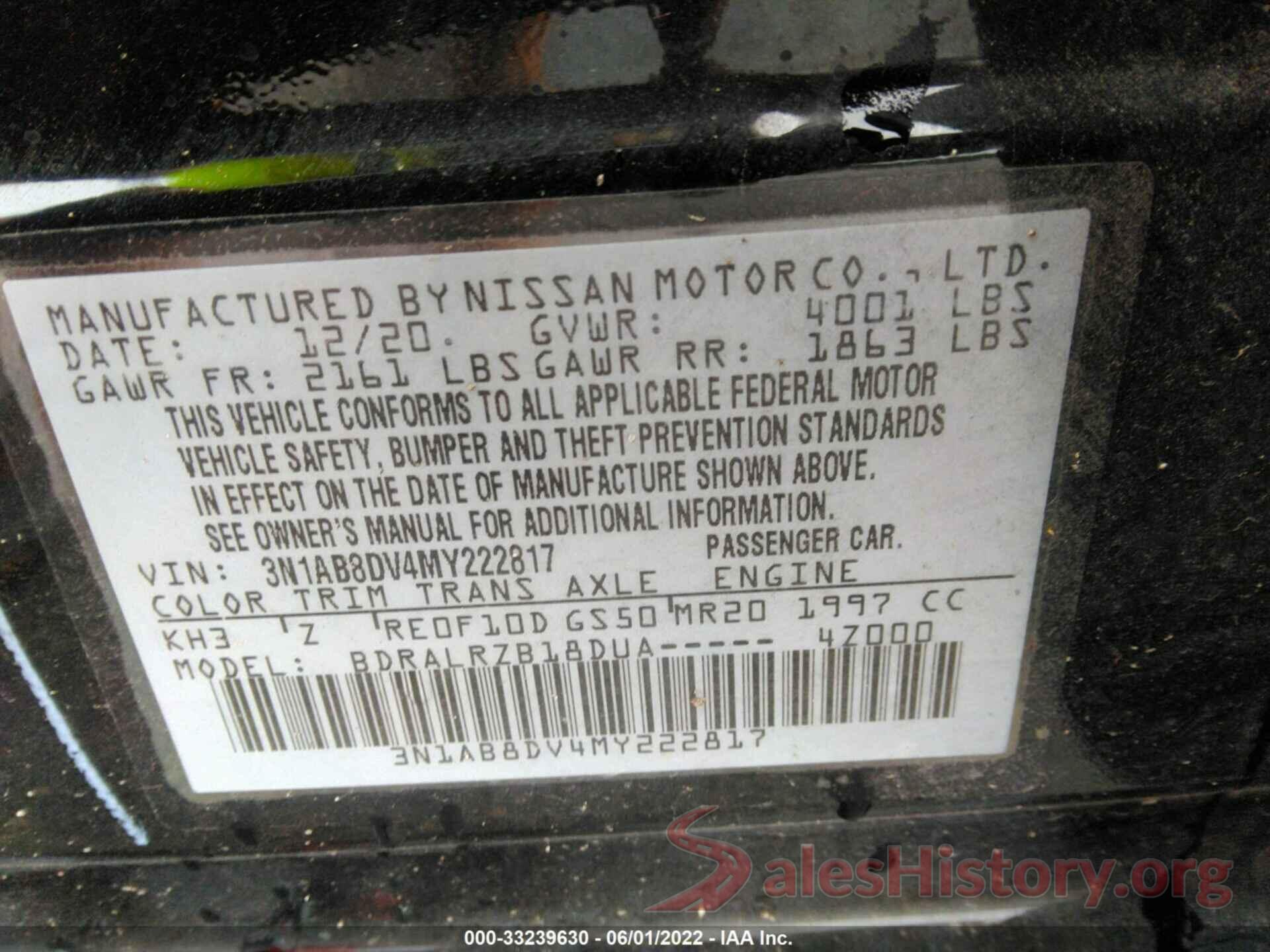 3N1AB8DV4MY222817 2021 NISSAN SENTRA