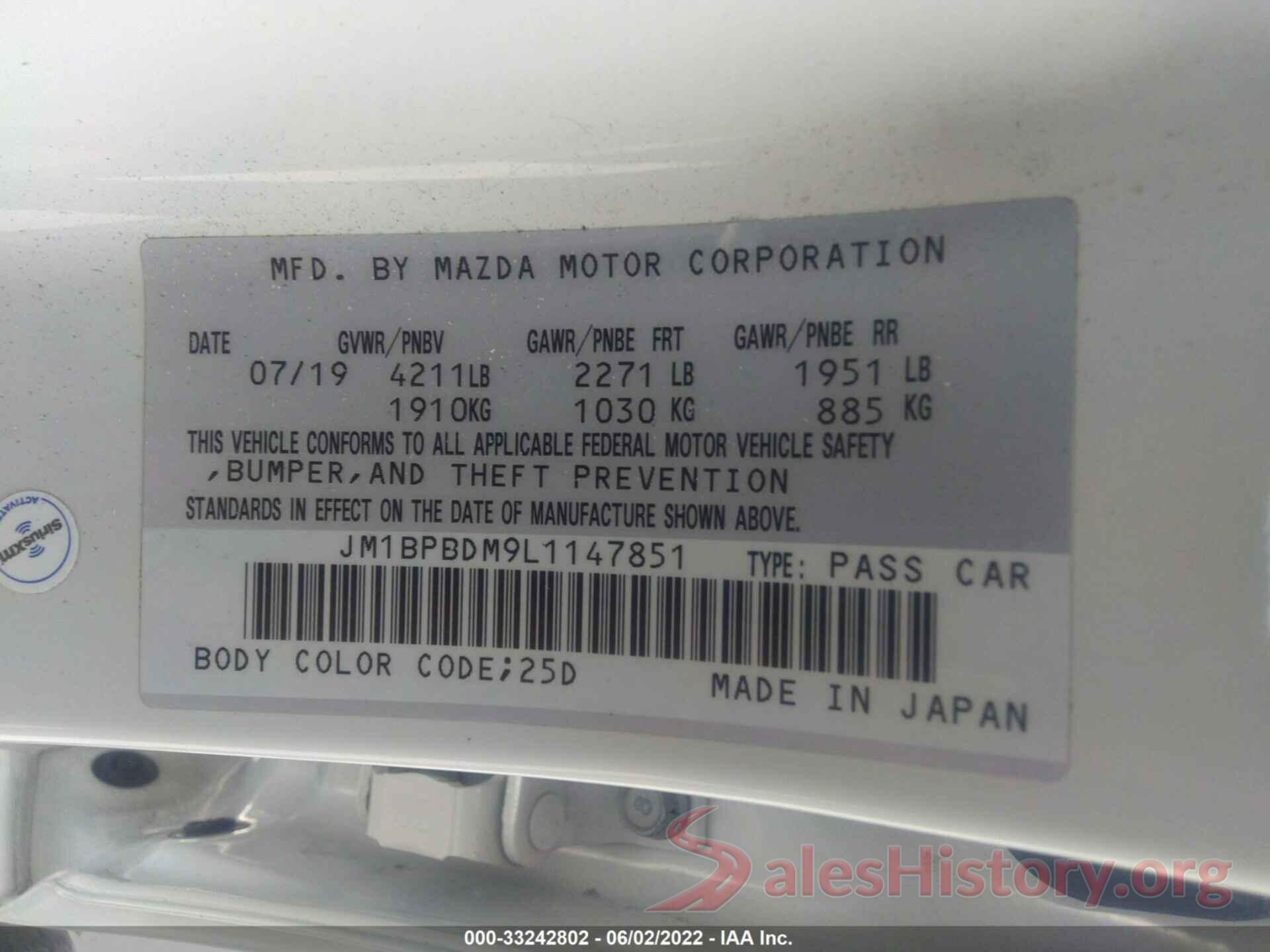 JM1BPBDM9L1147851 2020 MAZDA MAZDA3 SEDAN