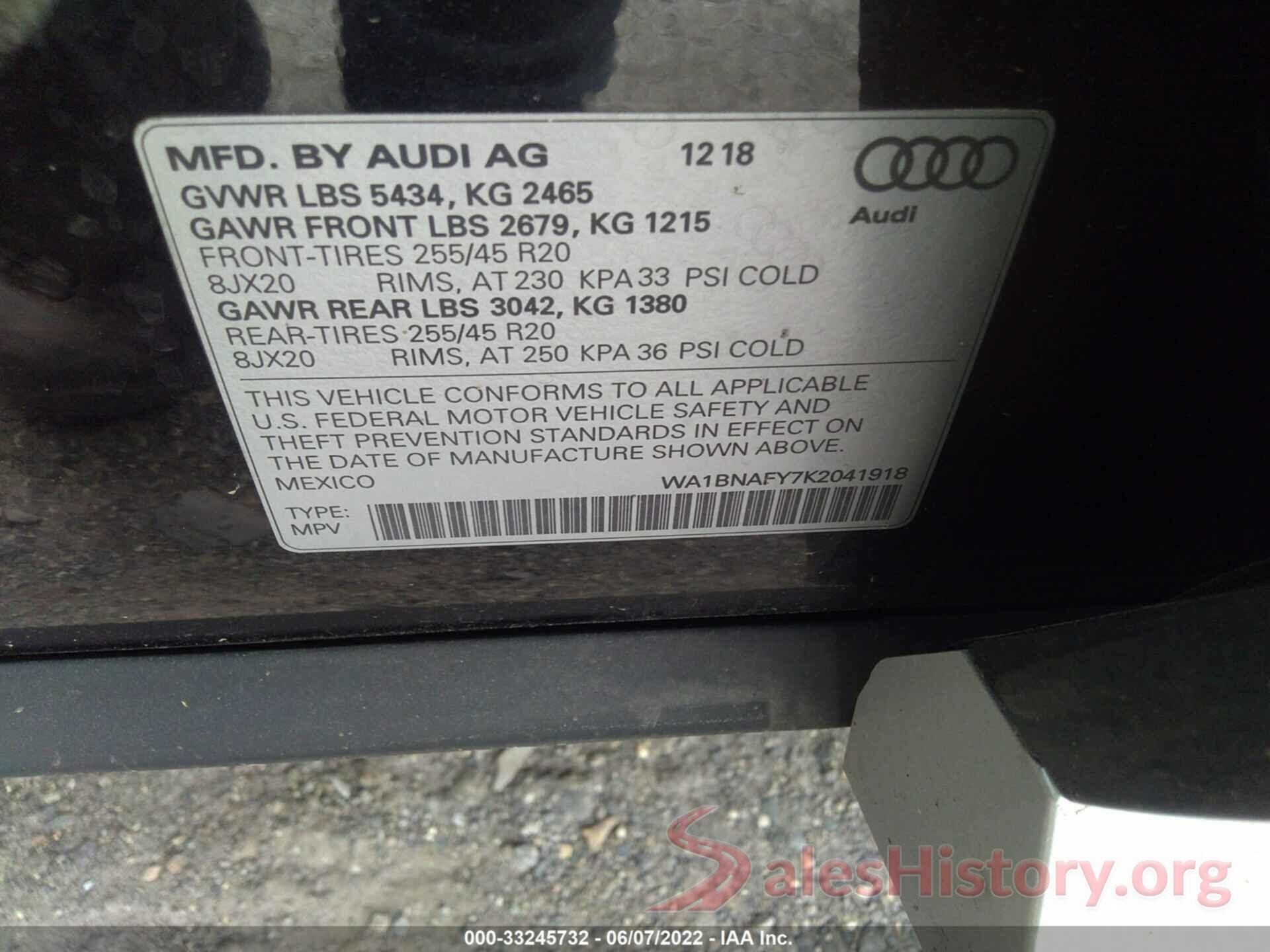 WA1BNAFY7K2041918 2019 AUDI Q5