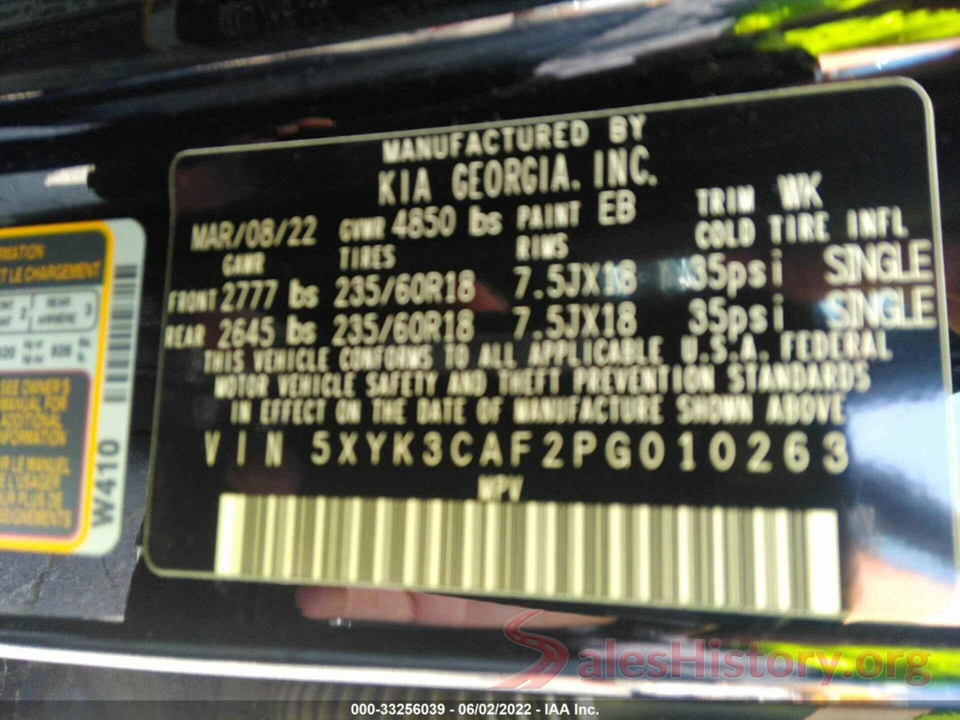 5XYK3CAF2PG010263 2023 KIA SPORTAGE