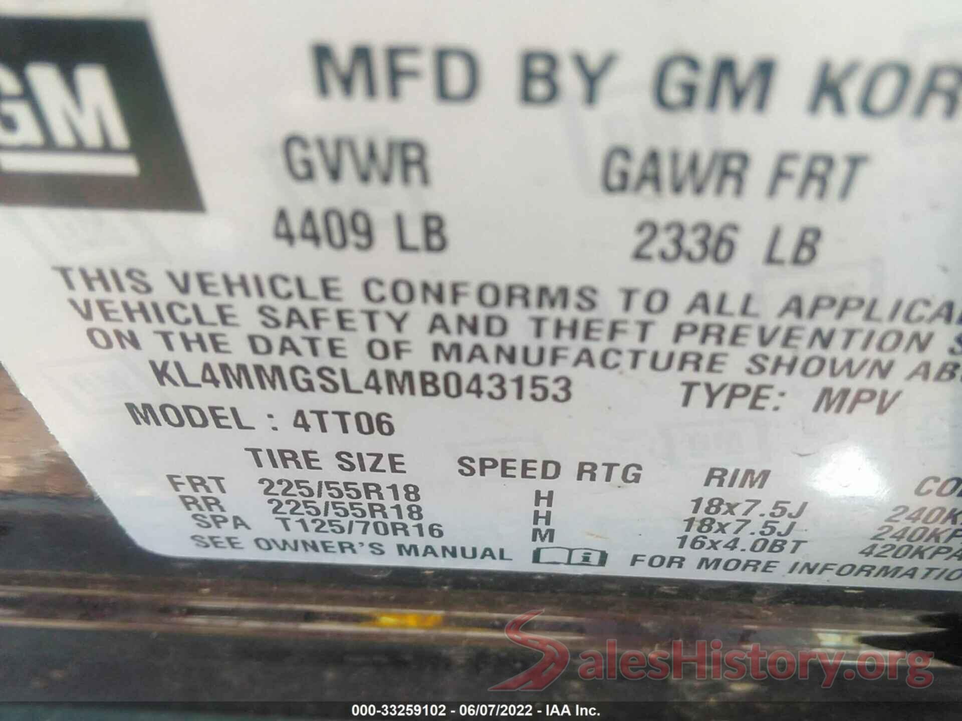 KL4MMGSL4MB043153 2021 BUICK ENCORE GX