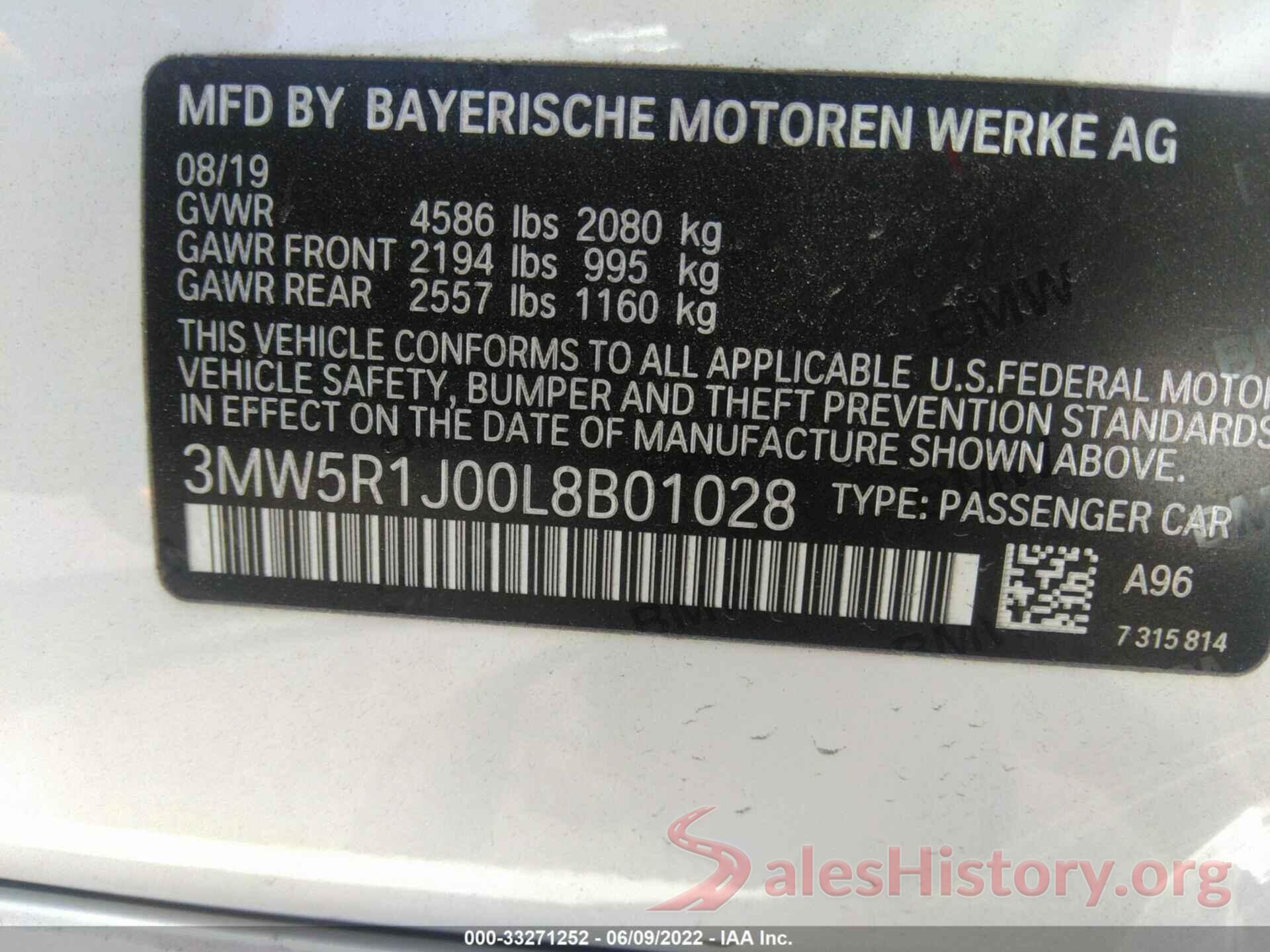 3MW5R1J00L8B01028 2020 BMW 3 SERIES