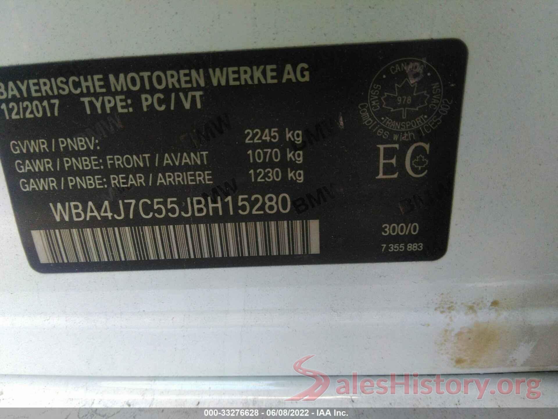 WBA4J7C55JBH15280 2018 BMW 4 SERIES