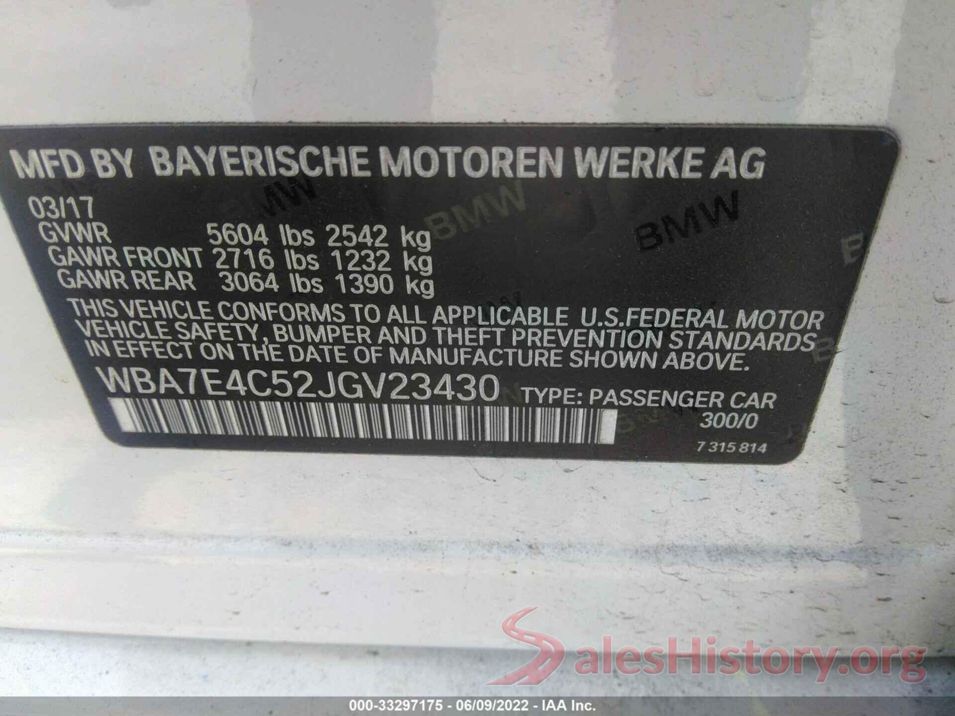 WBA7E4C52JGV23430 2018 BMW 7 SERIES