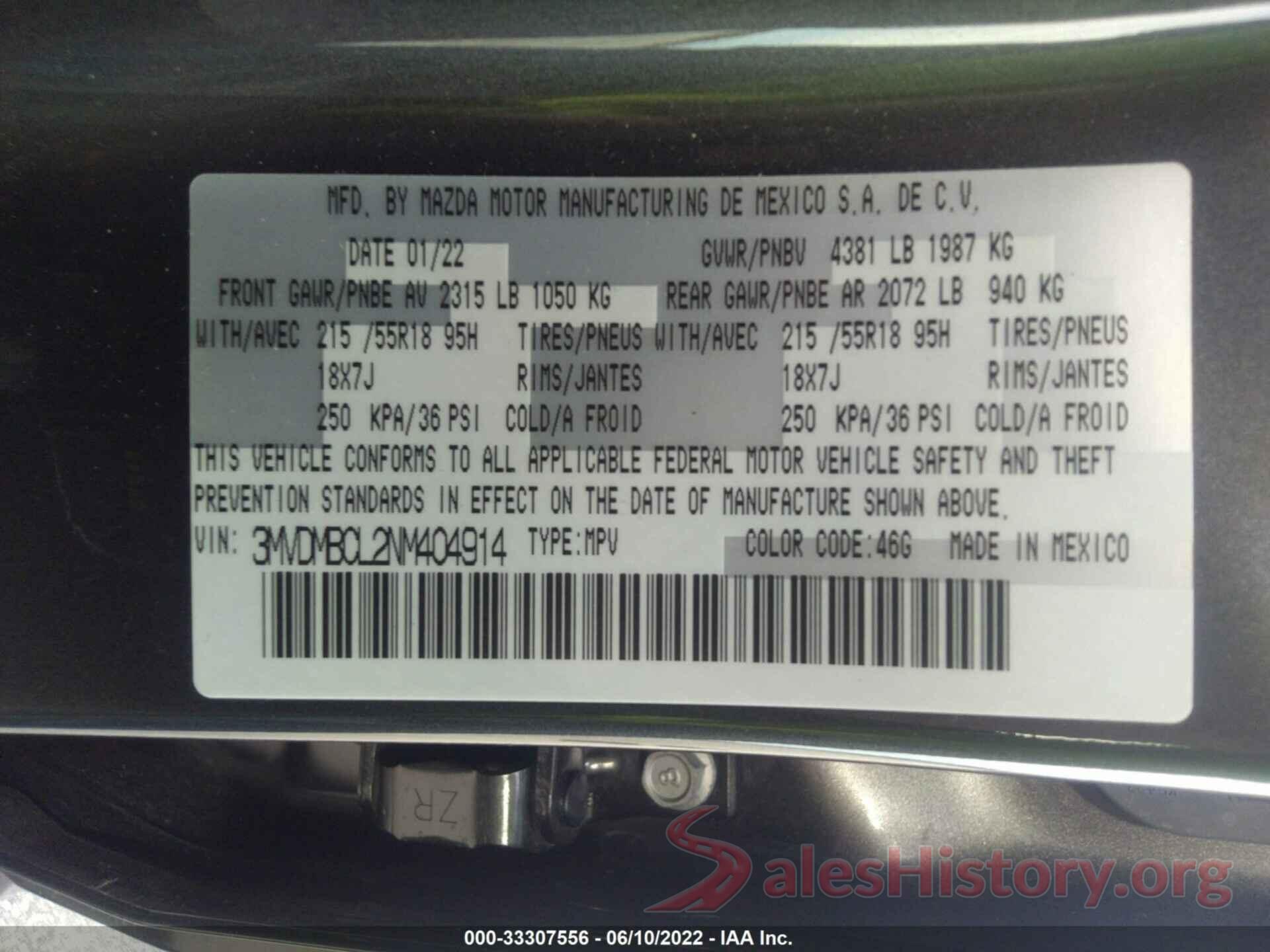 3MVDMBCL2NM404914 2022 MAZDA CX-30