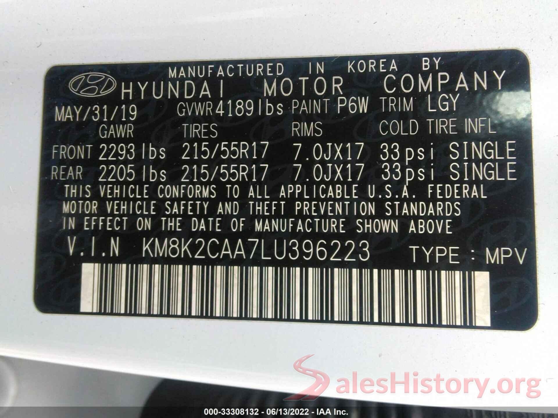 KM8K2CAA7LU396223 2020 HYUNDAI KONA