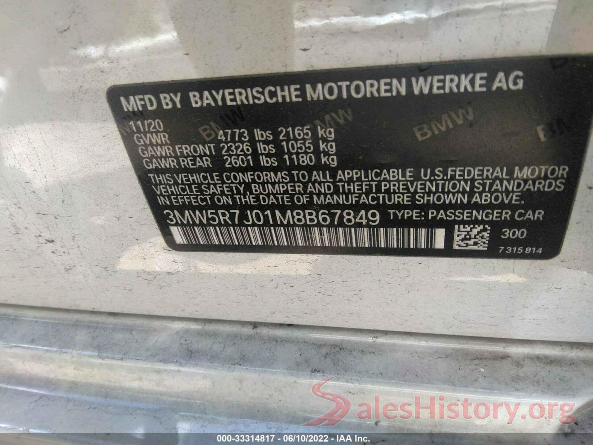 3MW5R7J01M8B67849 2021 BMW 3 SERIES