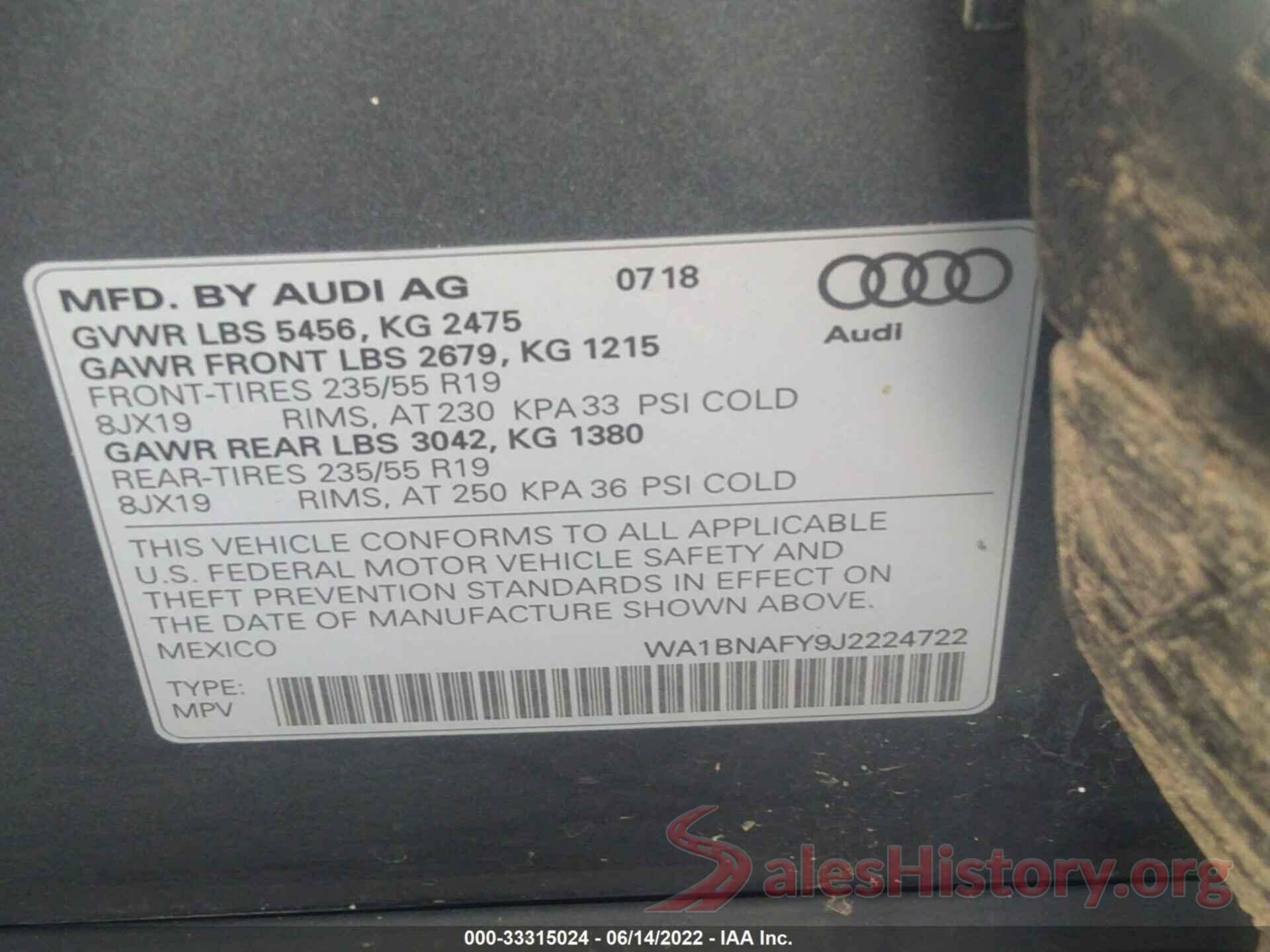 WA1BNAFY9J2224722 2018 AUDI Q5