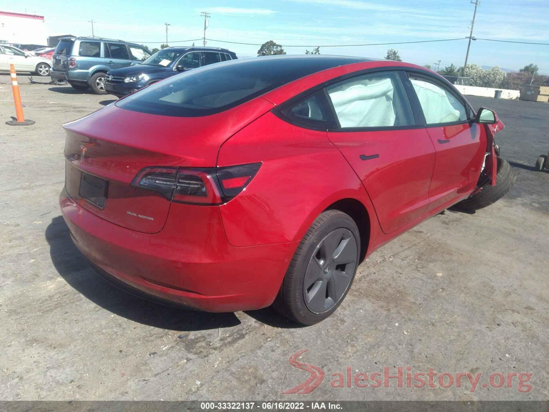 5YJ3E1EB9NF167982 2022 TESLA MODEL 3