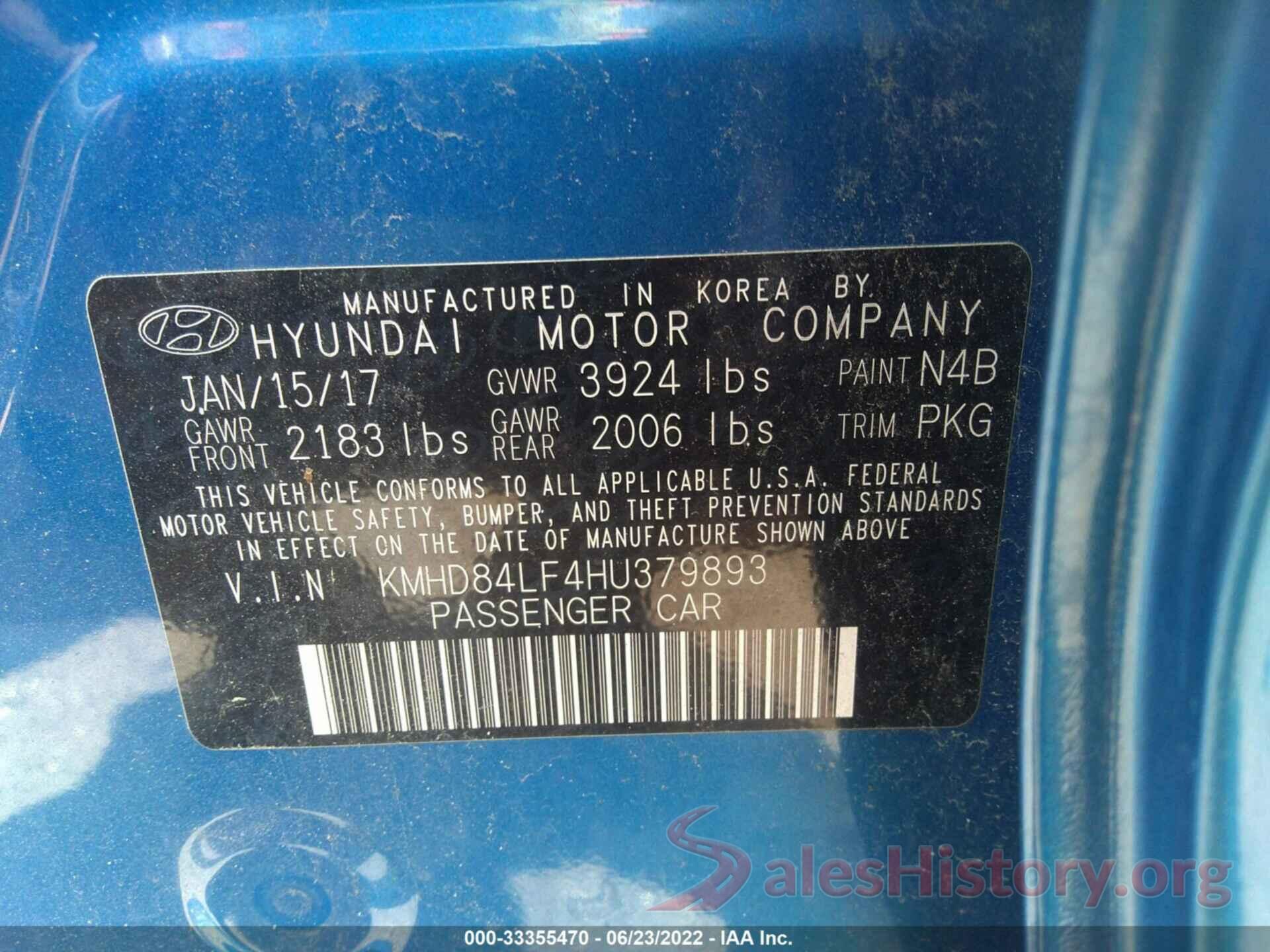 KMHD84LF4HU379893 2017 HYUNDAI ELANTRA