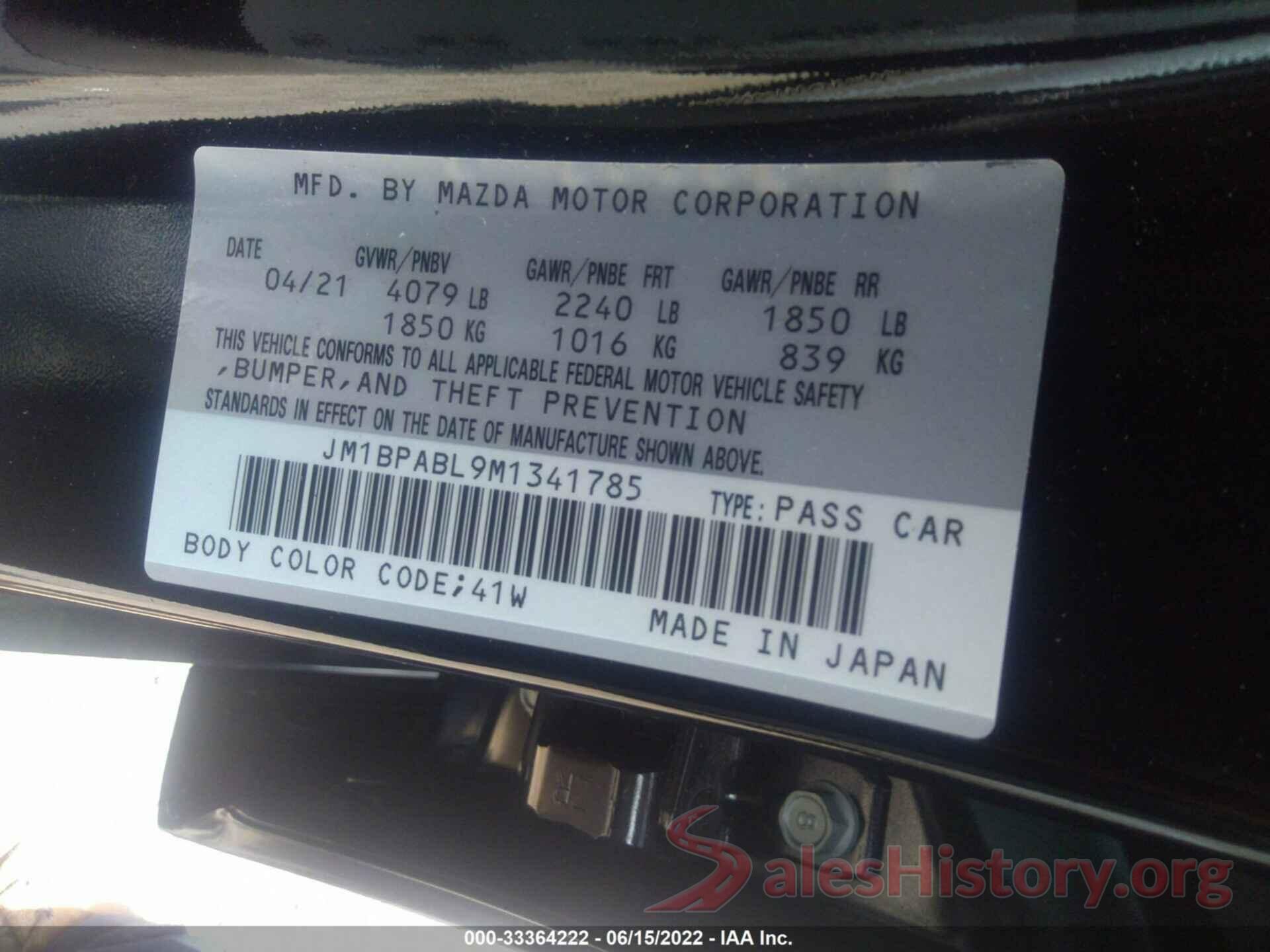 JM1BPABL9M1341785 2021 MAZDA MAZDA3 SEDAN