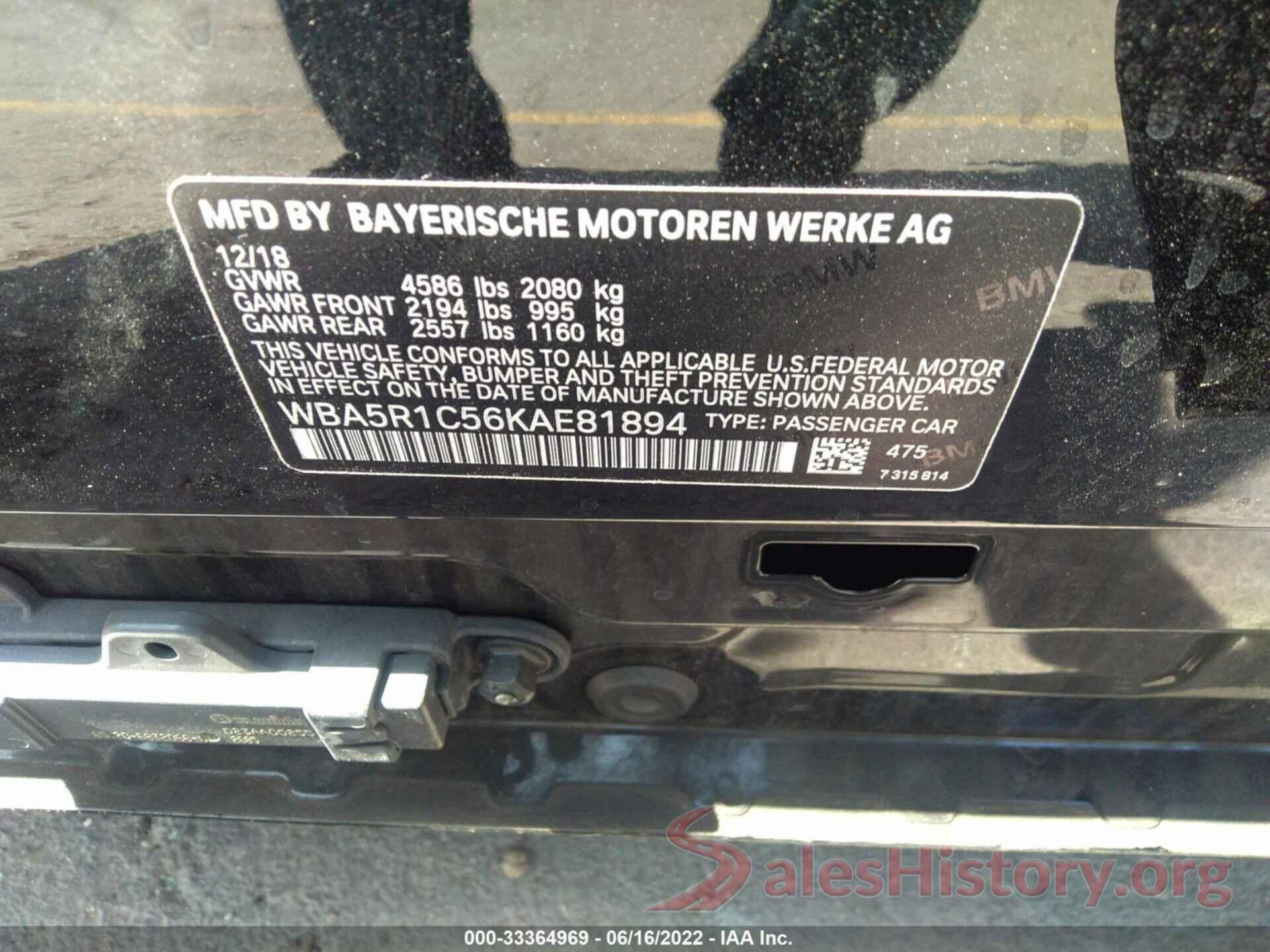 WBA5R1C56KAE81894 2019 BMW 3 SERIES