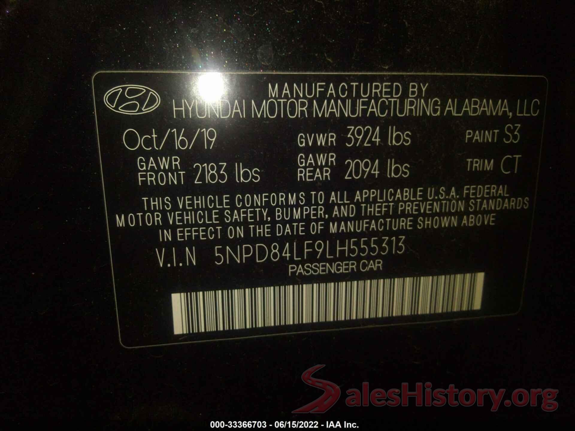 5NPD84LF9LH555313 2020 HYUNDAI ELANTRA