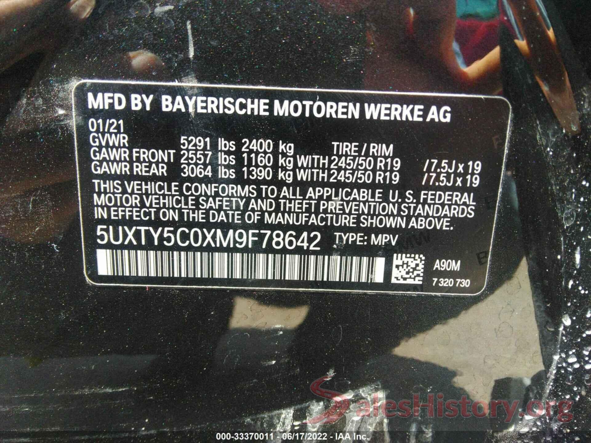 5UXTY5C0XM9F78642 2021 BMW X3