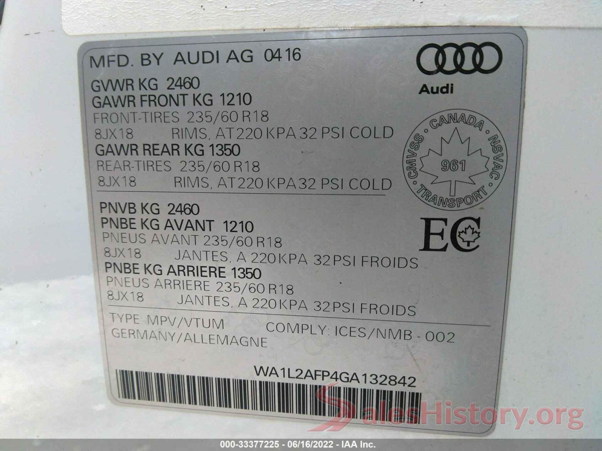 WA1L2AFP4GA132842 2016 AUDI Q5