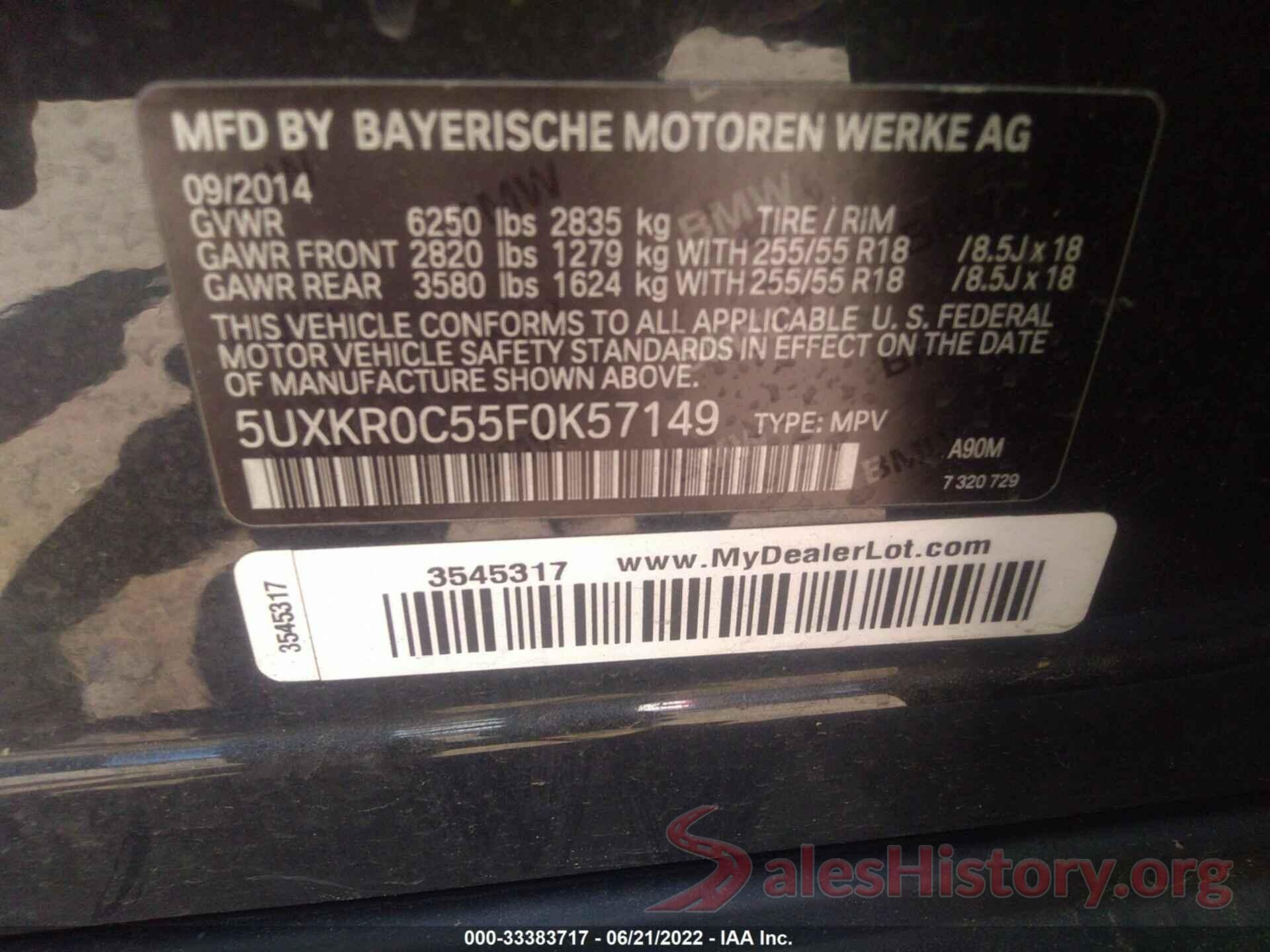 5UXKR0C55F0K57149 2015 BMW X5